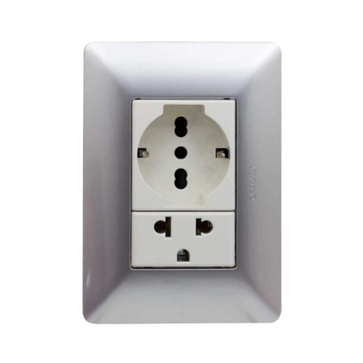 OPALUX - Tomacorriente Doble Schuko + Toma Universal BM203SLV-KIT2 OPALUX