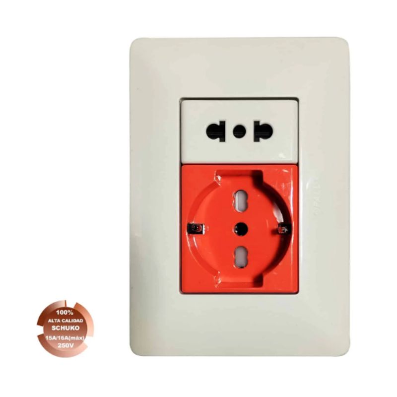 OPALUX - Tomacorriente Doble Schuko + Toma Universal BM3KIT-ORGSU OPALUX