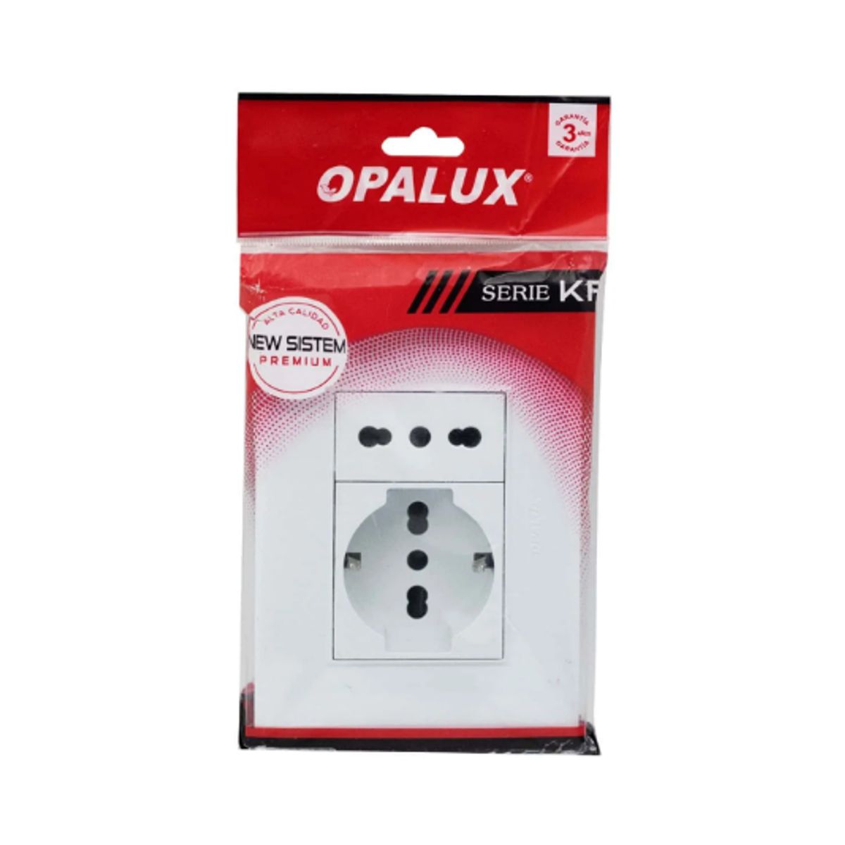 OPALUX - Tomacorriente Doble Schuko + Toma Universal KF4237 OPALUX