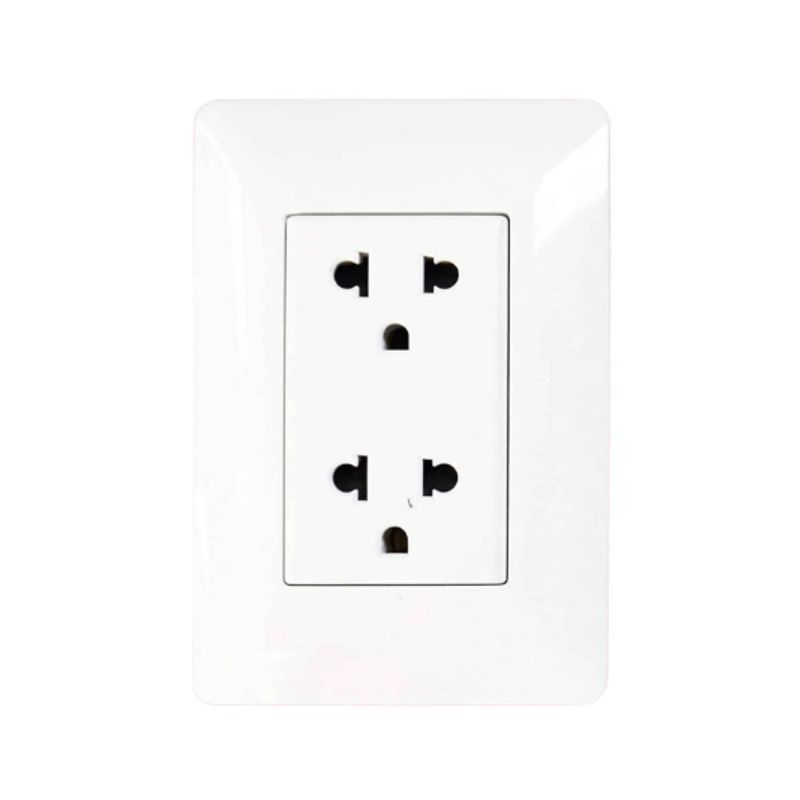 OPALUX - Tomacorriente Doble Universal + Línea Tierra BM1208TR OPALUX