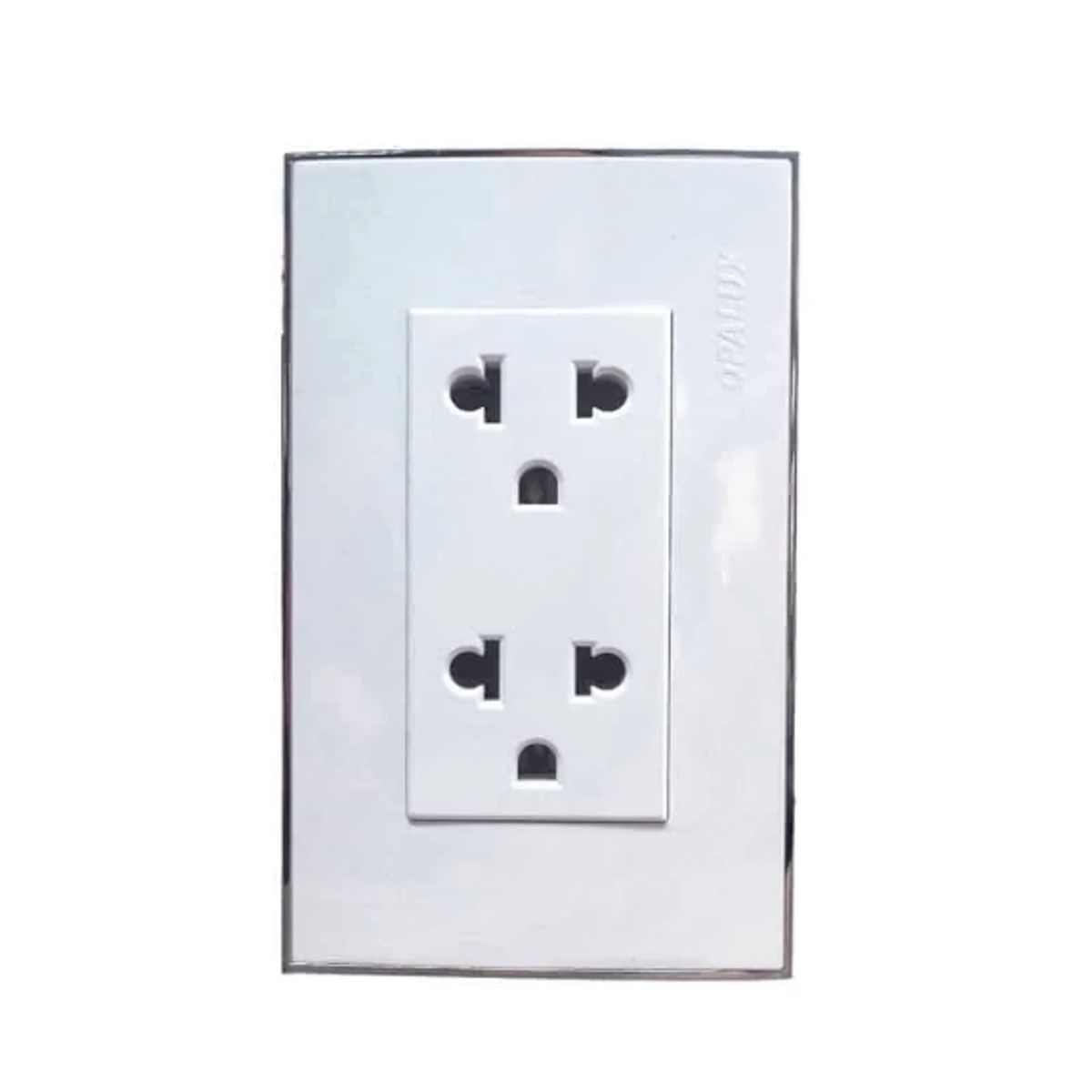 OPALUX - Tomacorriente Doble Universal 2 Polos con Línea Tierra OP-1216 OPALUX