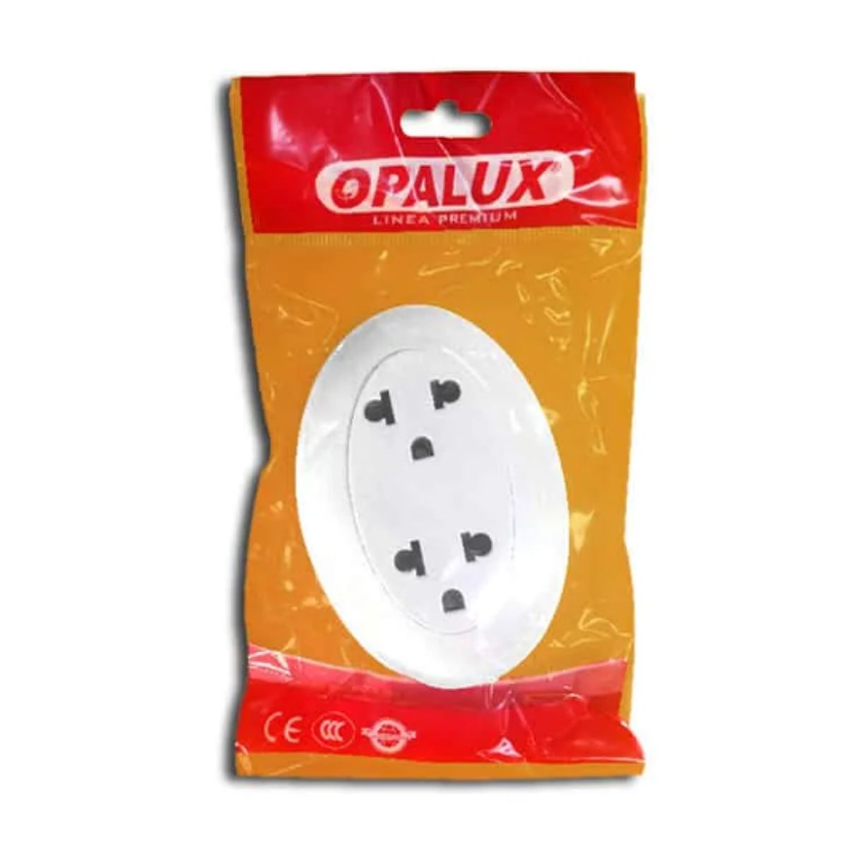 OPALUX - Tomacorriente Doble Universal 2 Polos con Línea Tierra OP-38-1 OPALUX