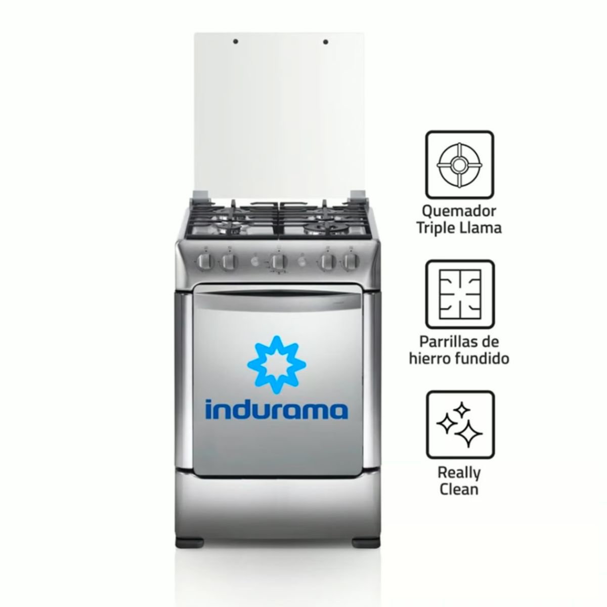 INDURAMA - Cocina a Gas Indurama 4 Hornillas Granada Zafiro Croma