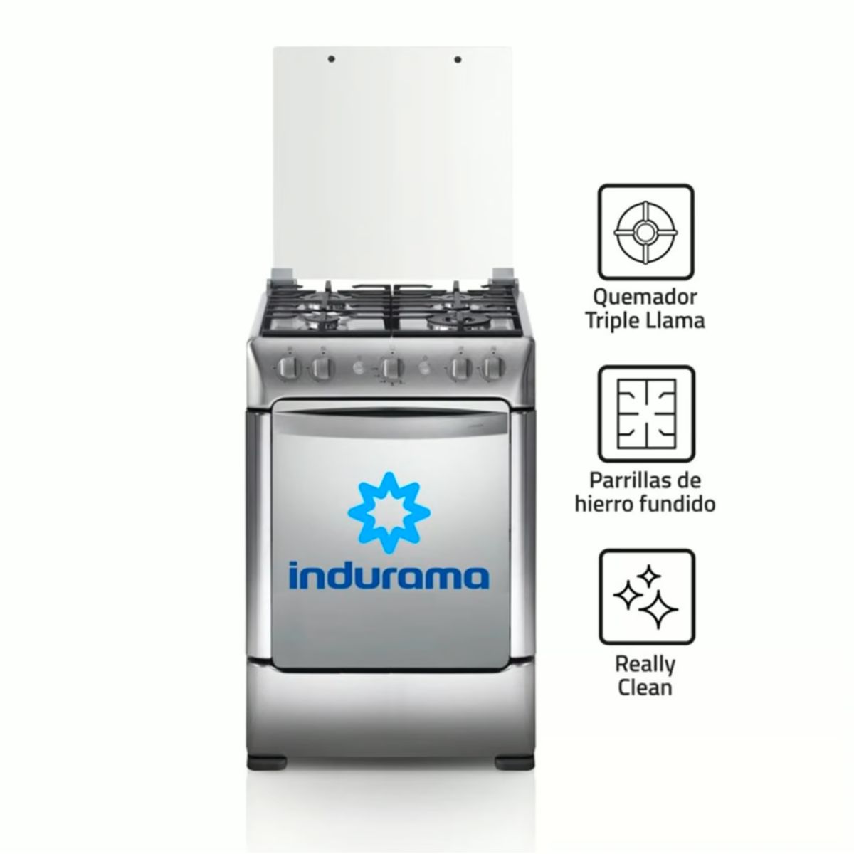 INDURAMA - Cocina a Gas Indurama 4 Hornillas Granada Zafiro Croma