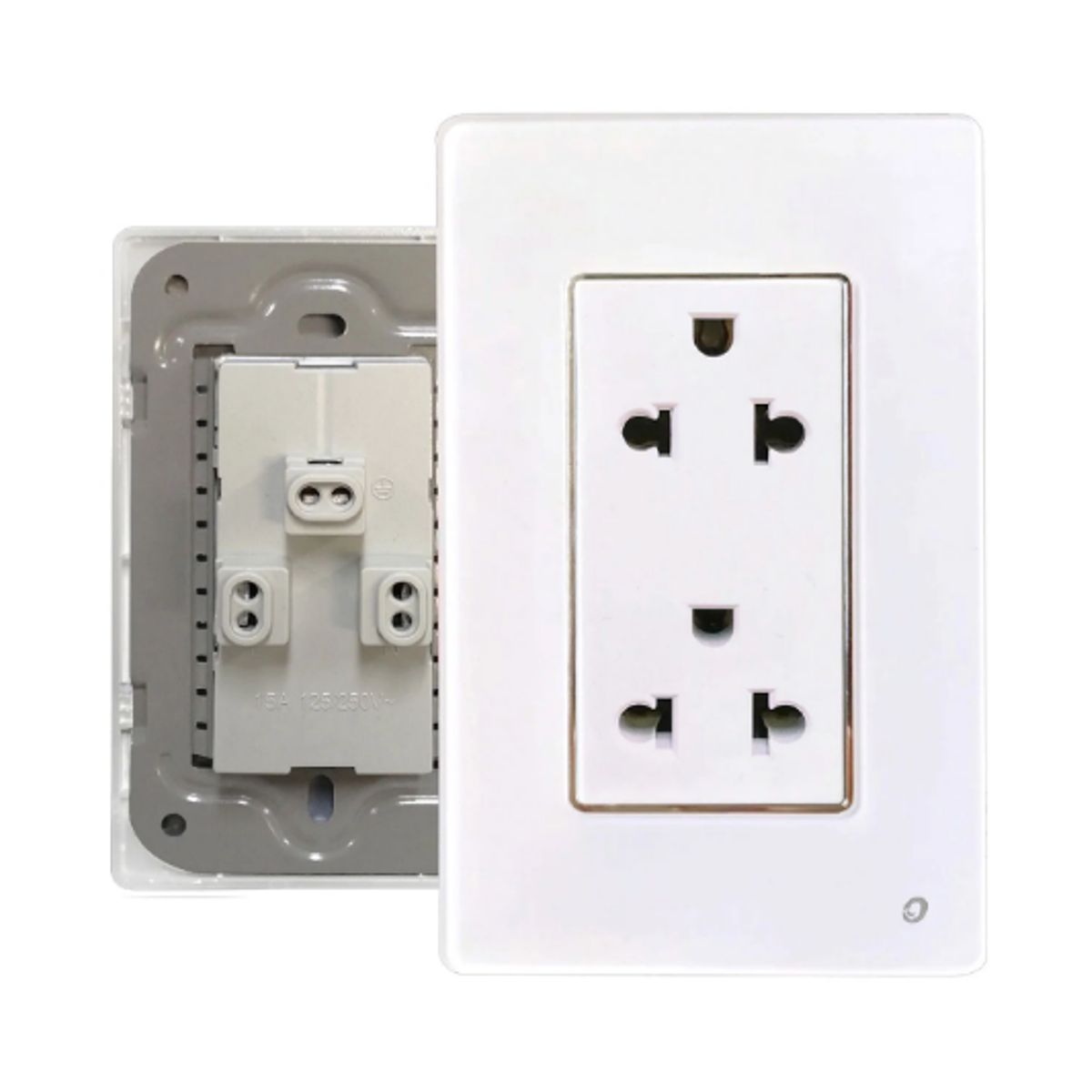 OPALUX - Tomacorriente Doble Universal 2 Polos con Línea Tierra OP-AT-26BL