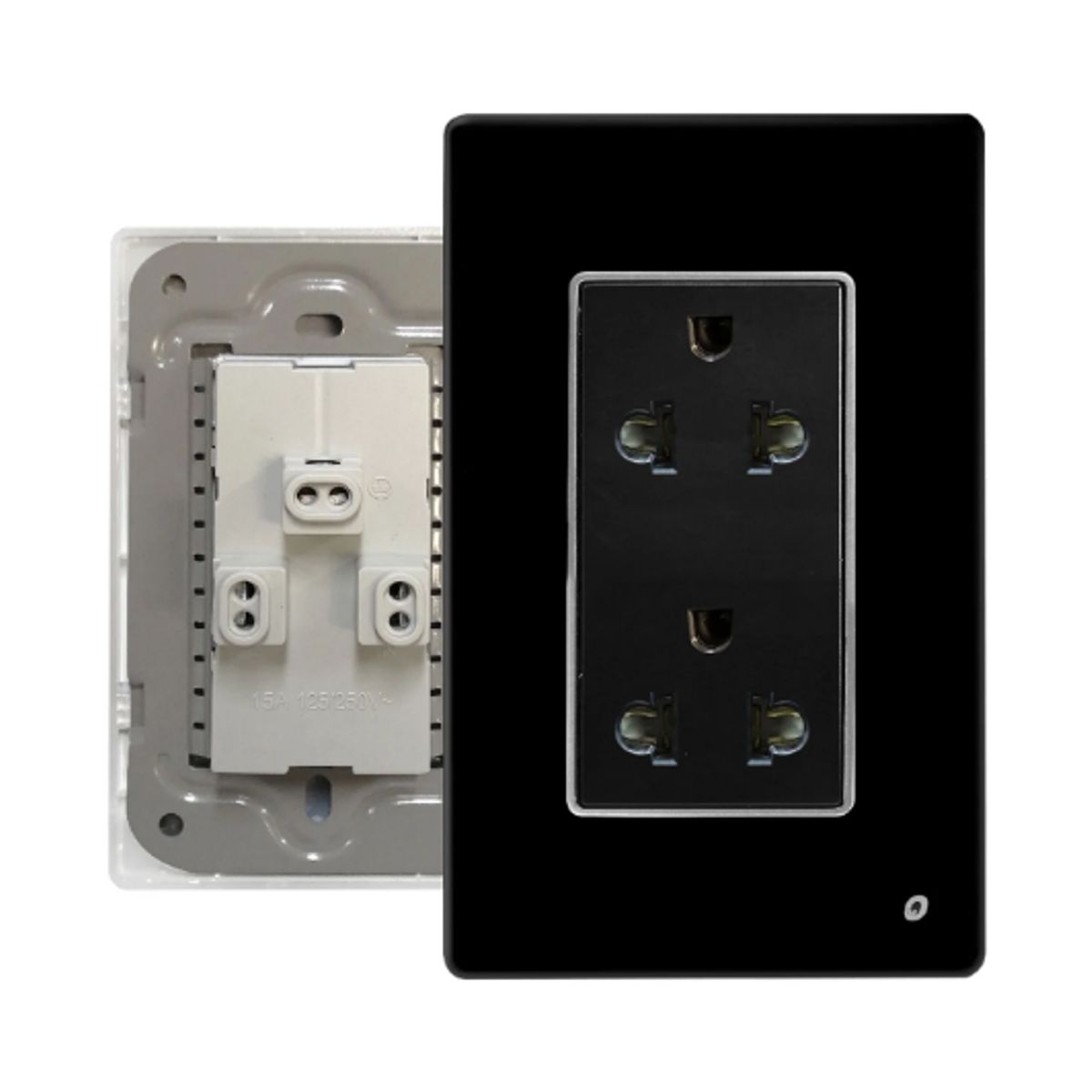 OPALUX - Tomacorriente Doble Universal 2 Polos con Línea Tierra OP-AT-26NG