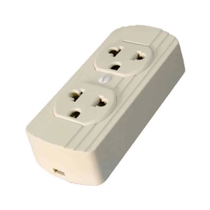 OPALUX - Tomacorriente Doble Universal 2 Polos con Línea Tierra U-29 OPALUX