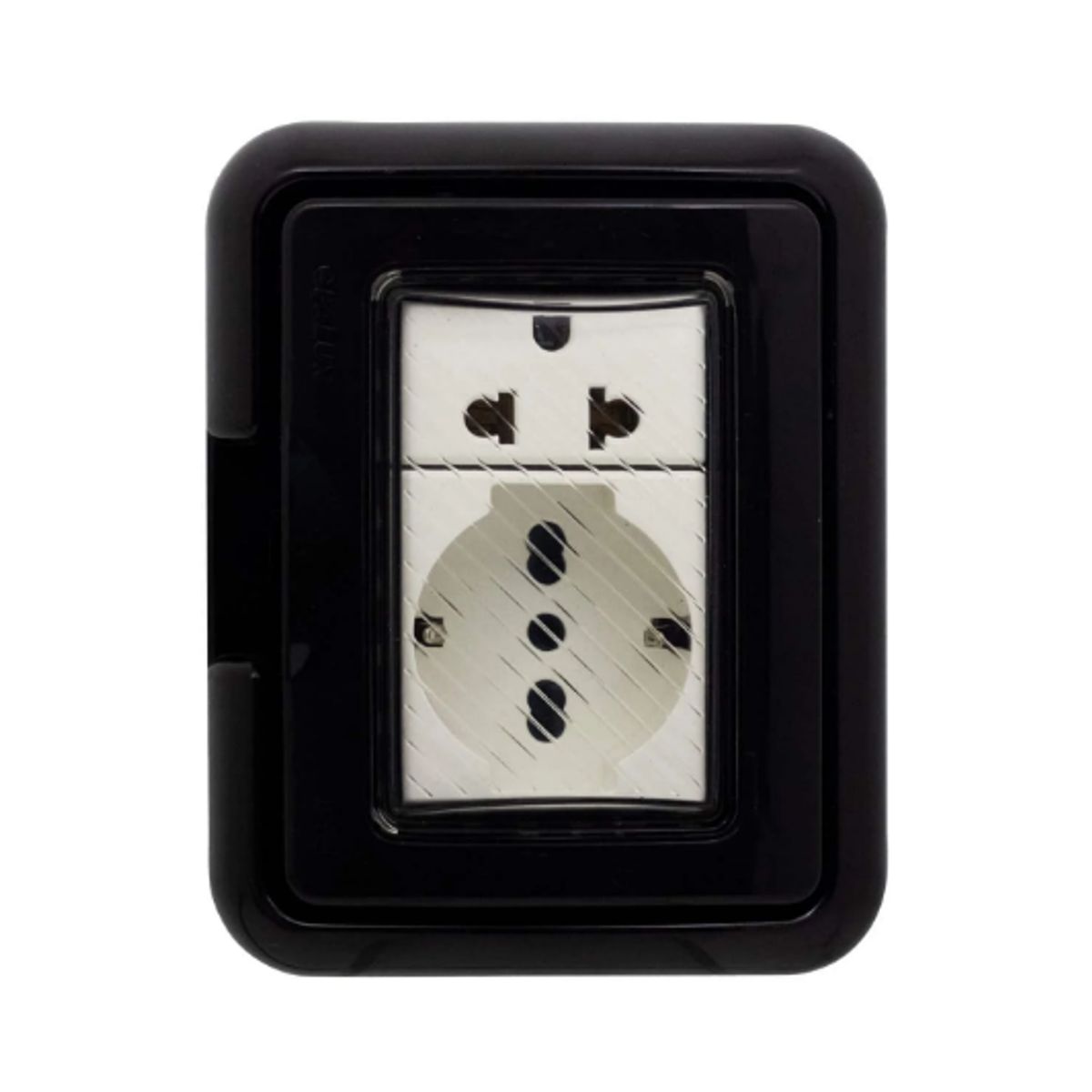 OPALUX - Tomacorriente Idrobox Doble Schuko + Toma Universal BM3KIT-BLACK
