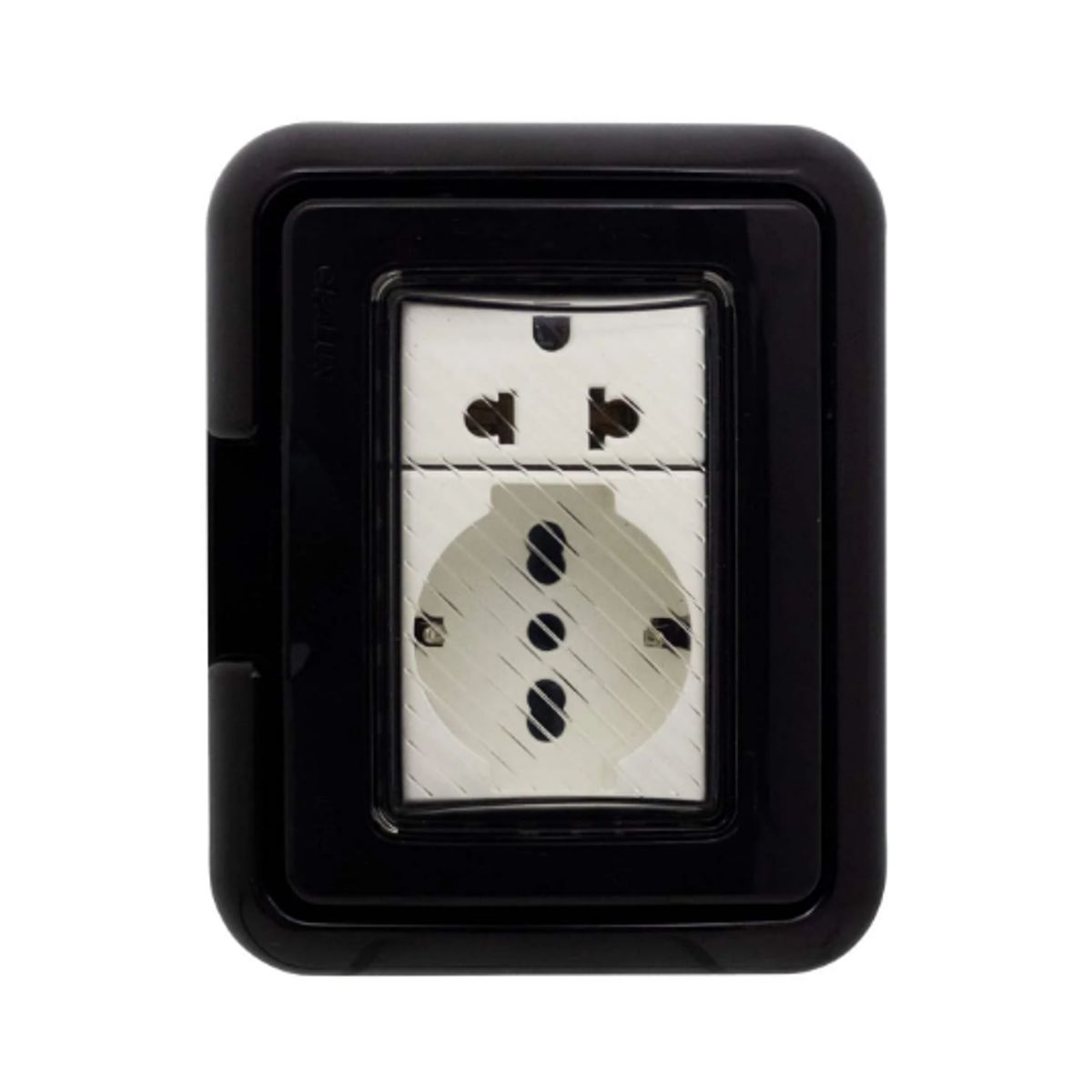 OPALUX - Tomacorriente Idrobox Doble Schuko + Toma Universal BM3KIT-BLACK