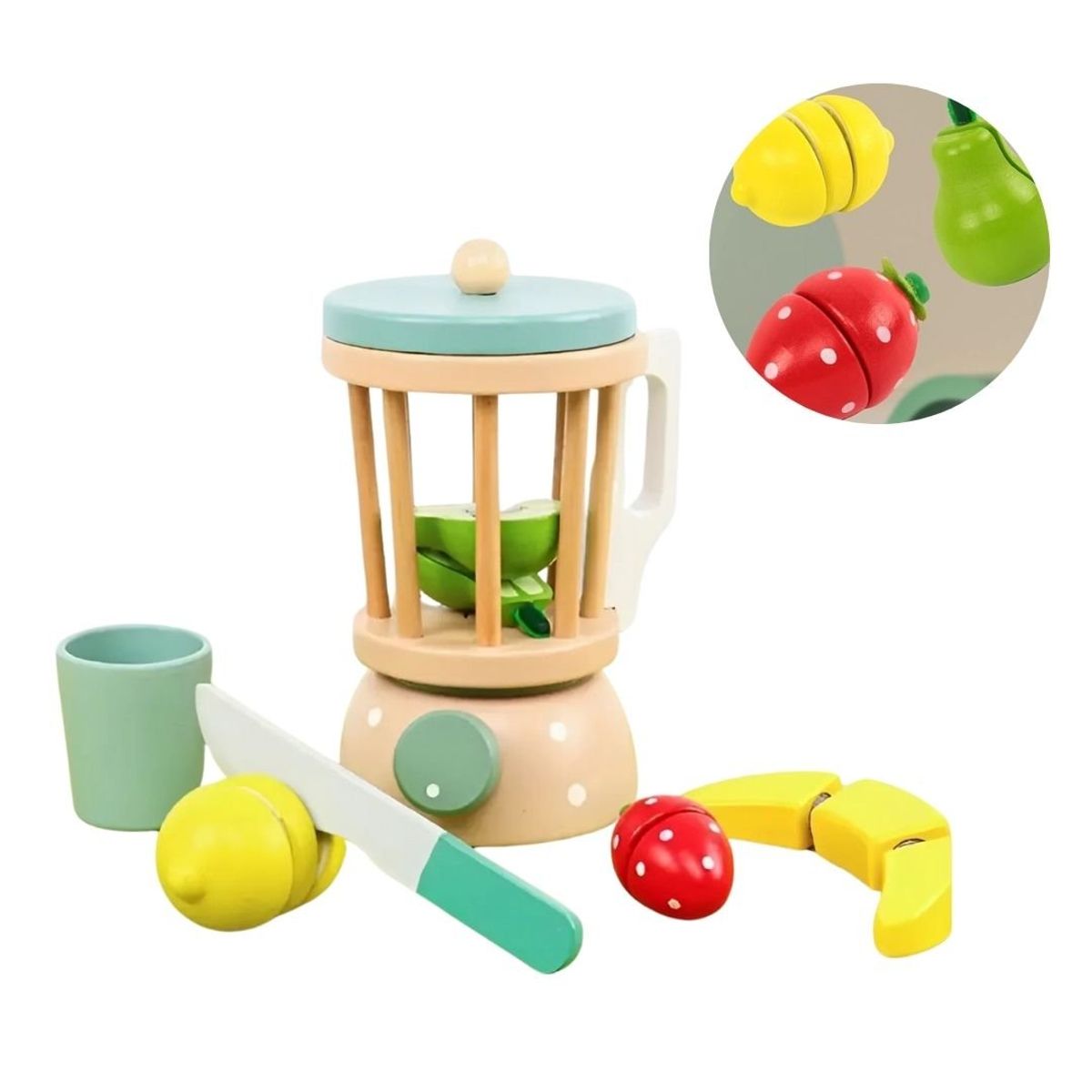 GENERICO - Juguete Didáctico Licuadora de Madera para Niñas