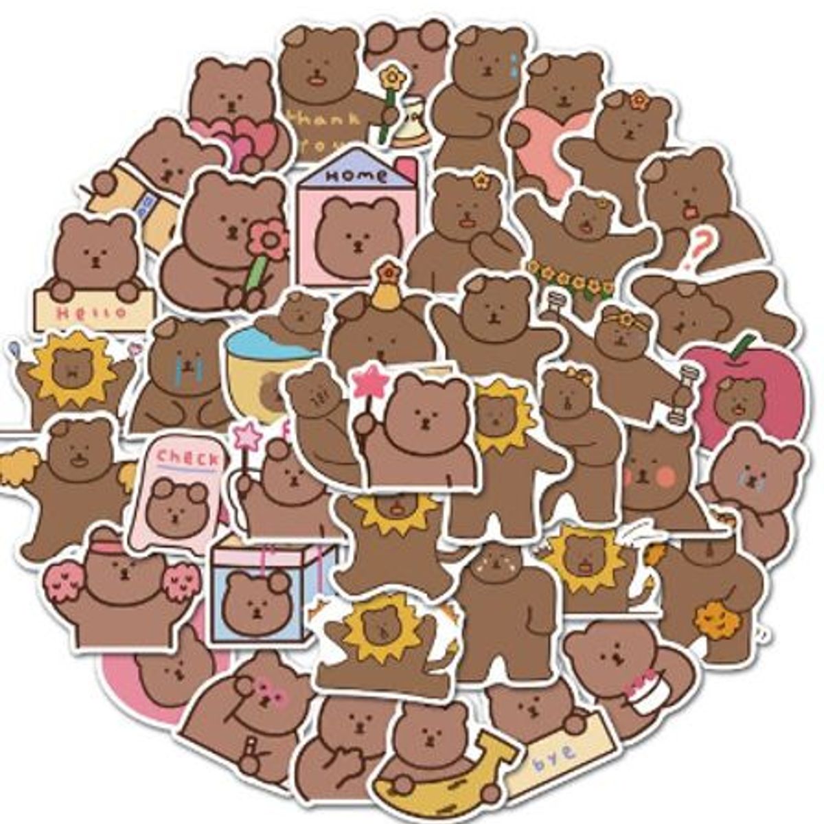 GENERICO - pack 50 stickers Ositos Marrones