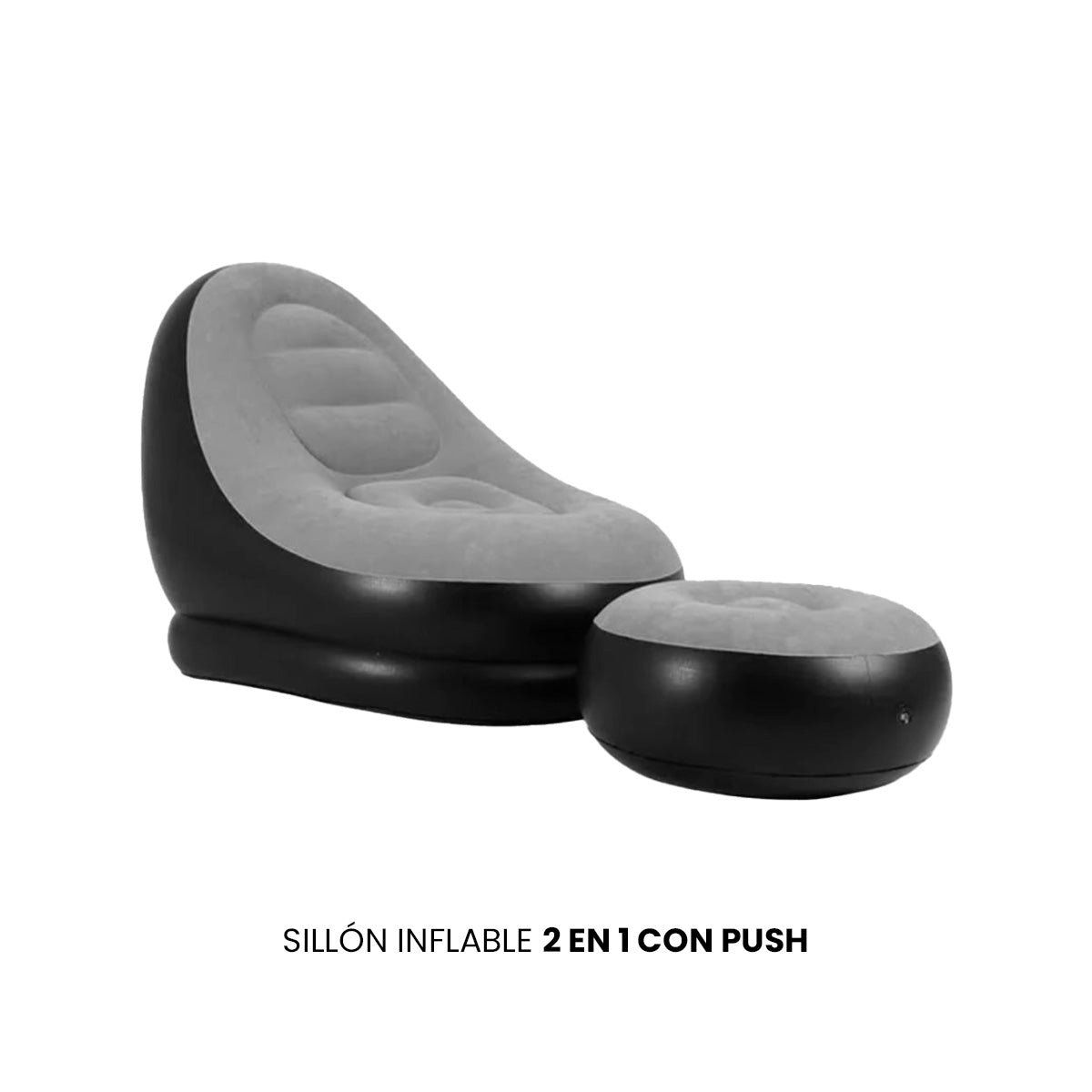 IMPORTADO MC - SILLÓN INFLABLE 2 EN 1 CON PUSH GRIS