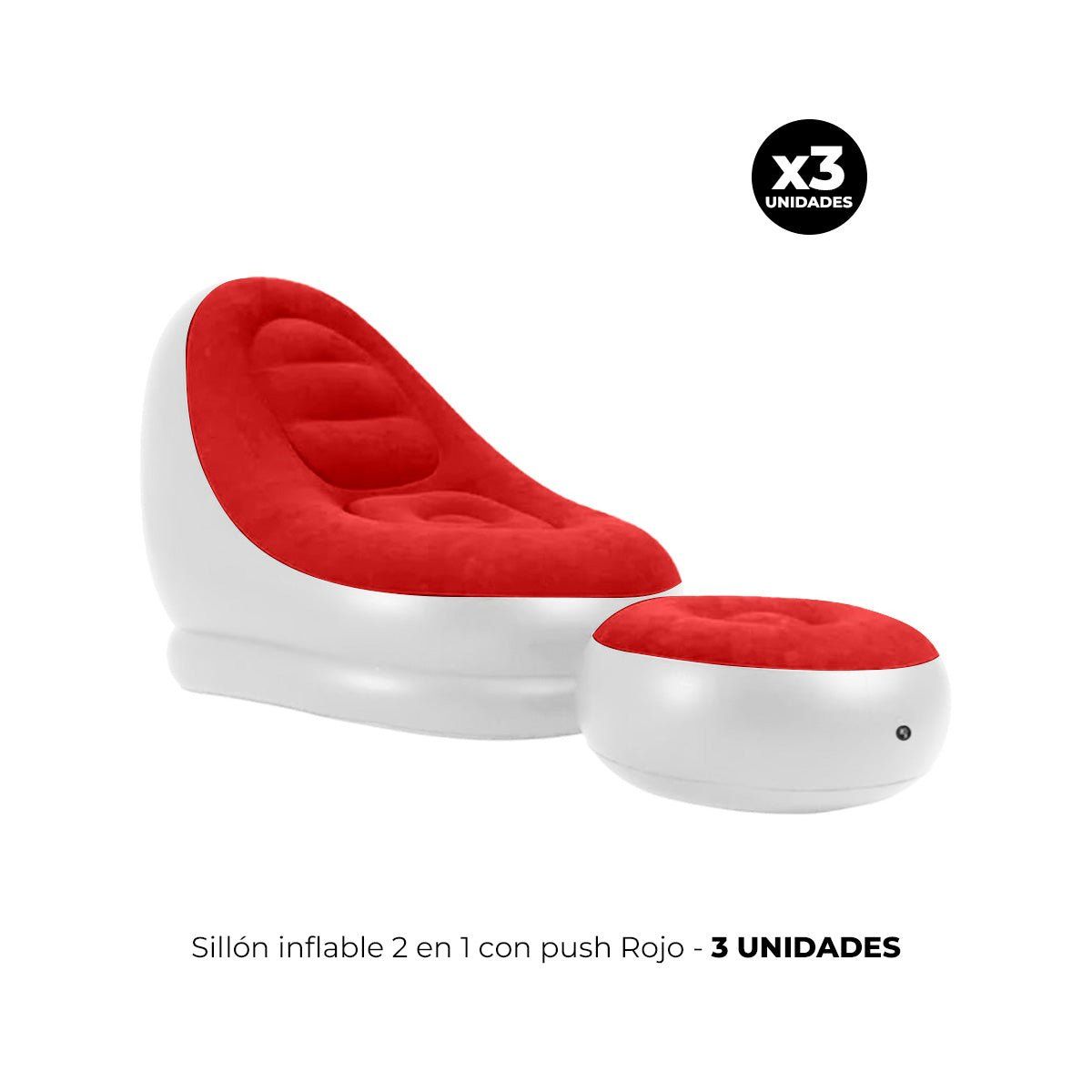 IMPORTADO MC - 3 SILLÓN INFLABLE 2 EN 1 CON PUSH ROJO