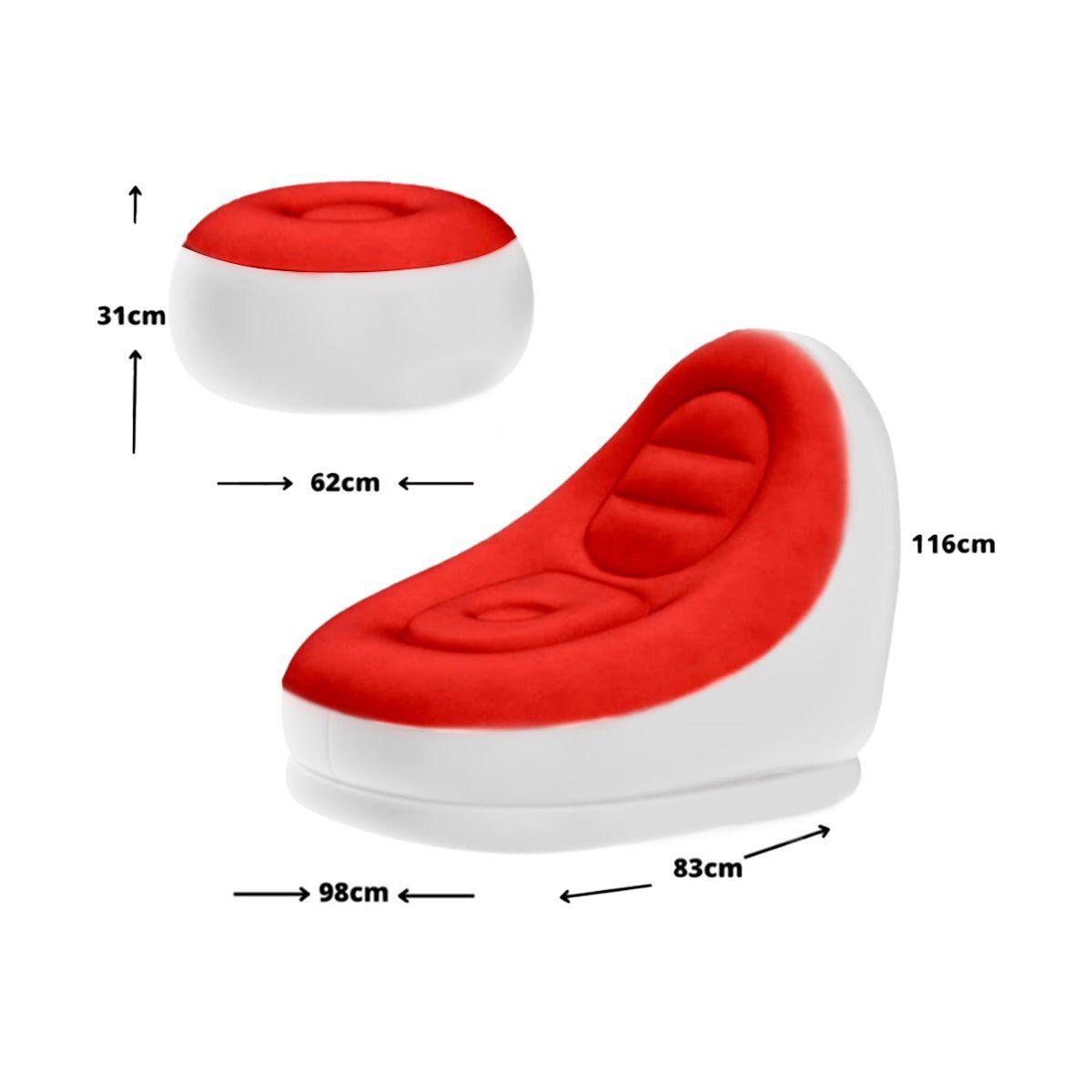 IMPORTADO MC - 3 SILLÓN INFLABLE 2 EN 1 CON PUSH ROJO