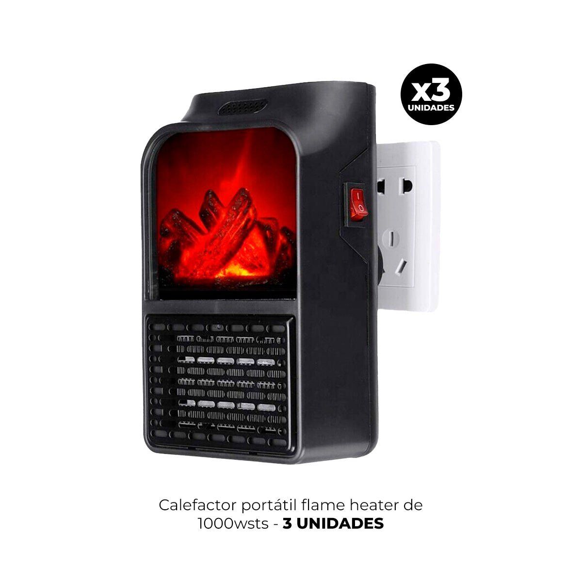 IMPORTADO MC - 3 CALEFACTOR PORTÁTIL FLAME HEATER DE 1000WSTS