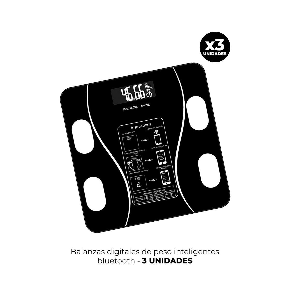 IMPORTADO MC - 3 BALANZAS DIGITALES DE PESO INTELIGENTES BLUETOOTH