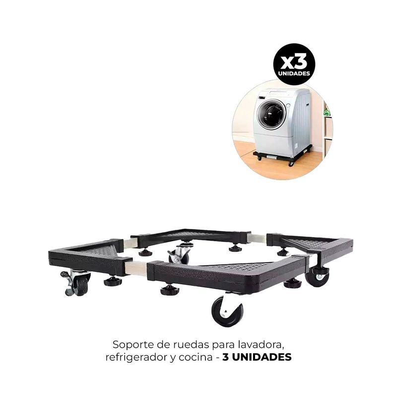 IMPORTADO MC - 3 SOPORTE DE RUEDAS PARA LAVADORA REFRIGERADOR Y COCINA