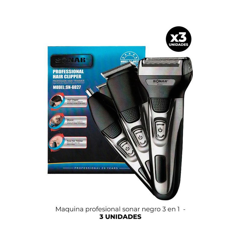 IMPORTADO MC - 3 MAQUINA PROFESIONAL SONAR 3 EN 1 NEGRO