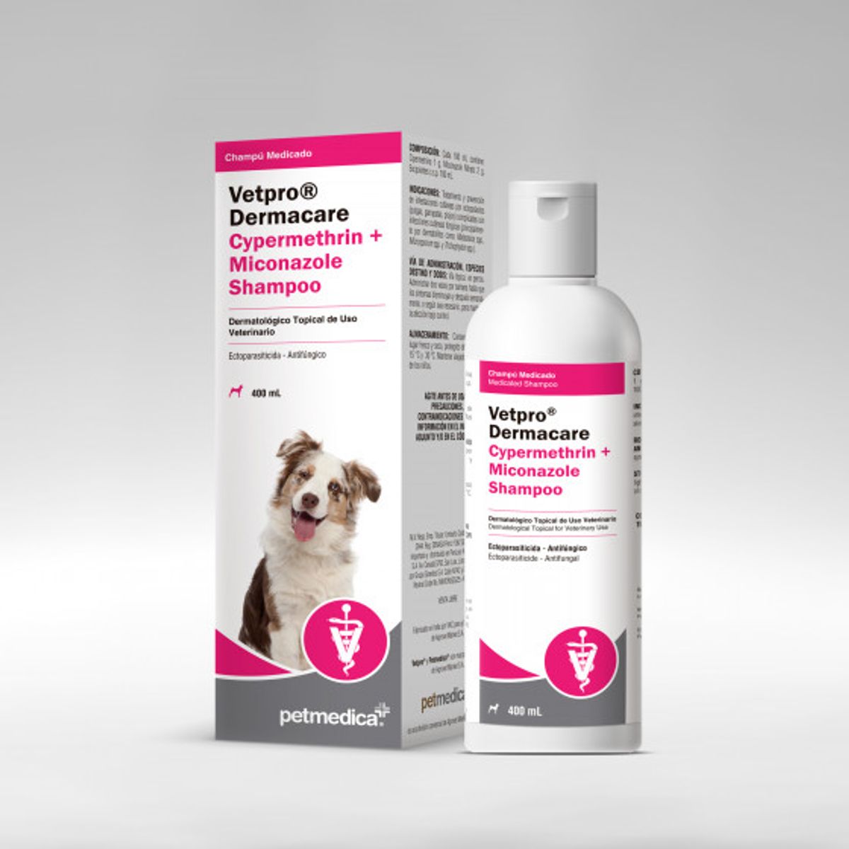 GENERICO - SHAMPOO PARA PERROS Y GATOS VETPRO DERMACARE CYPERMETHRIN  MICONAZOLE SHAMPOO X 400ML