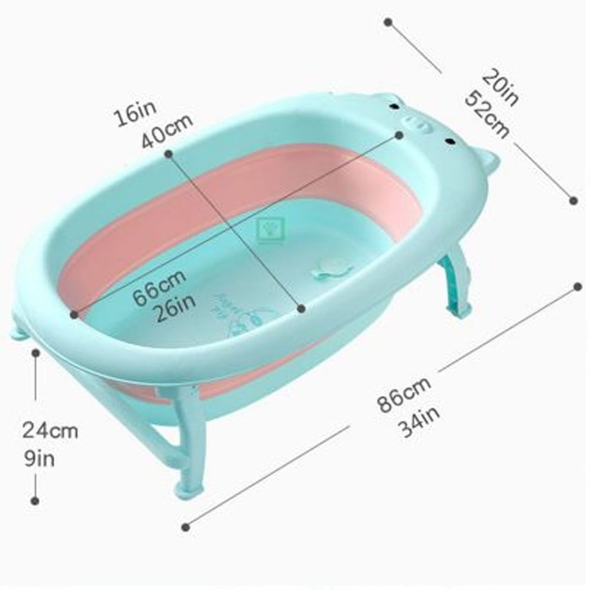 GENERICO - Bañera Tina de Baño Plegable Chanchito Celeste