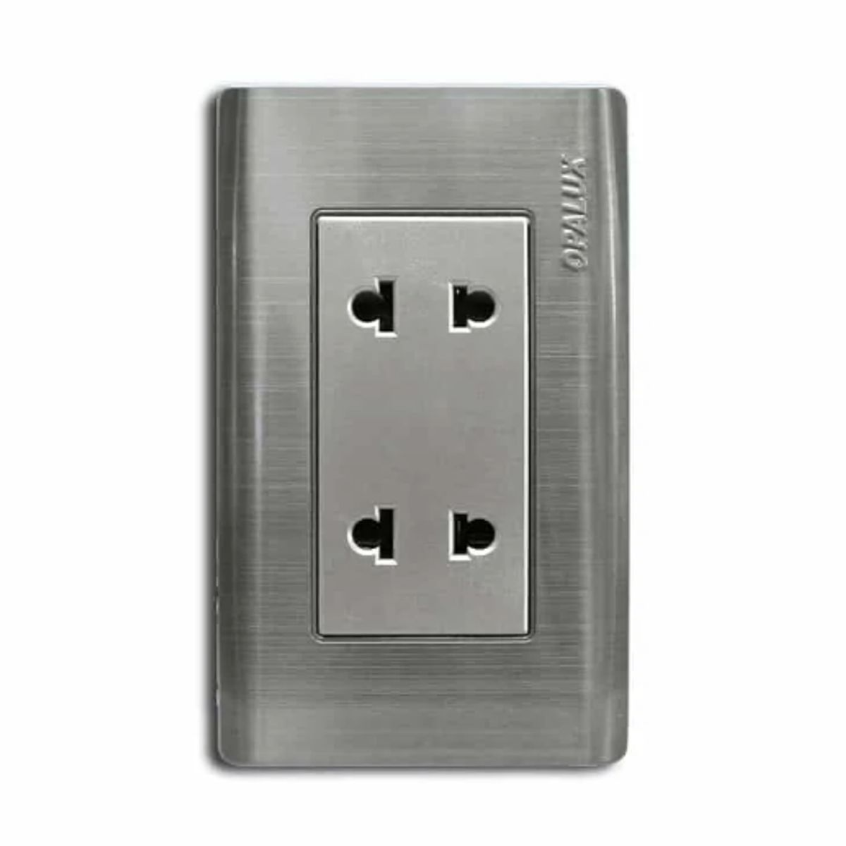 OPALUX - Tomacorriente Metálico Doble Universal 2 Polos OP-S04 OPALUX