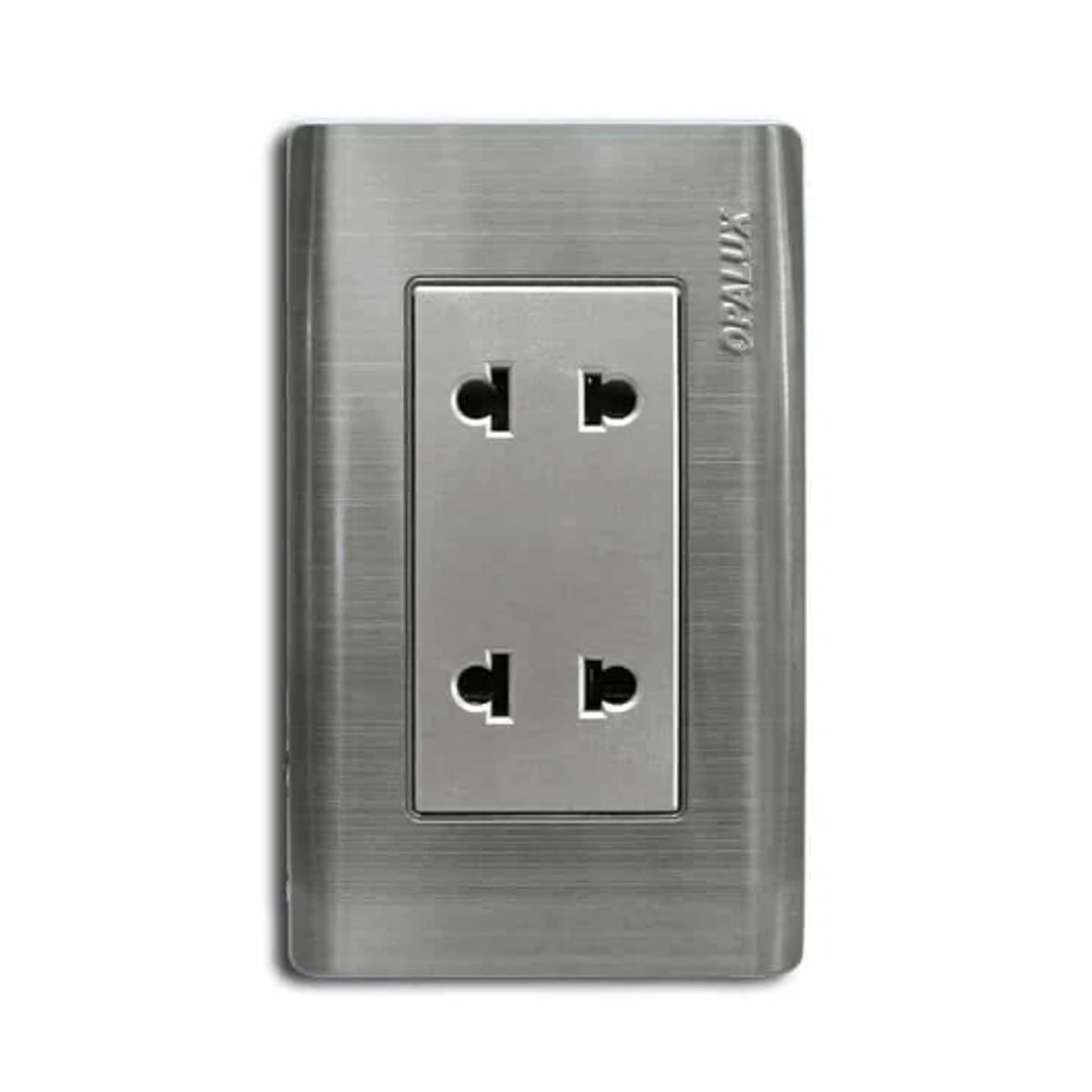 OPALUX - Tomacorriente Metálico Doble Universal 2 Polos OP-S04 OPALUX
