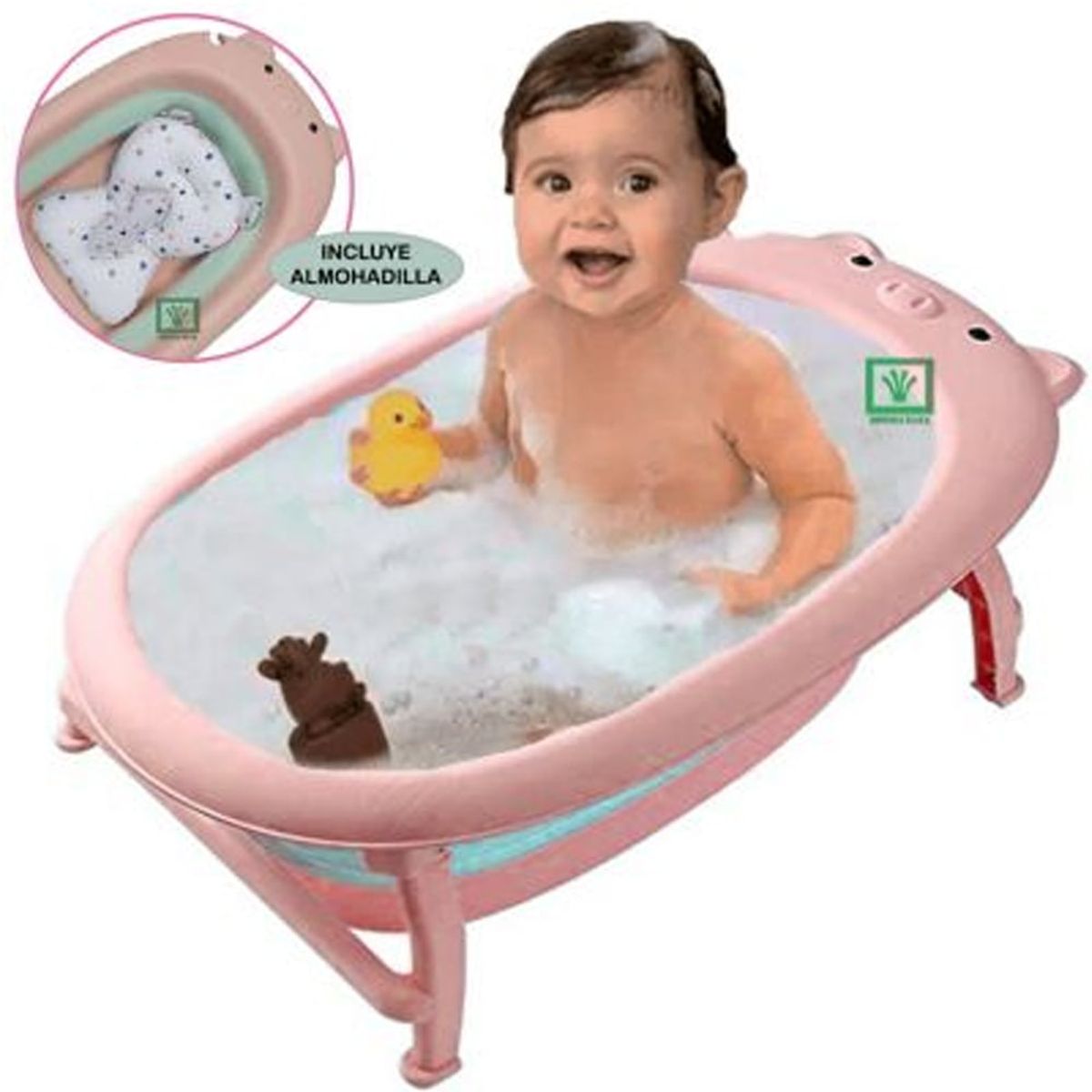GENERICO - Bañera Tina de Baño Plegable Chanchito Rosado