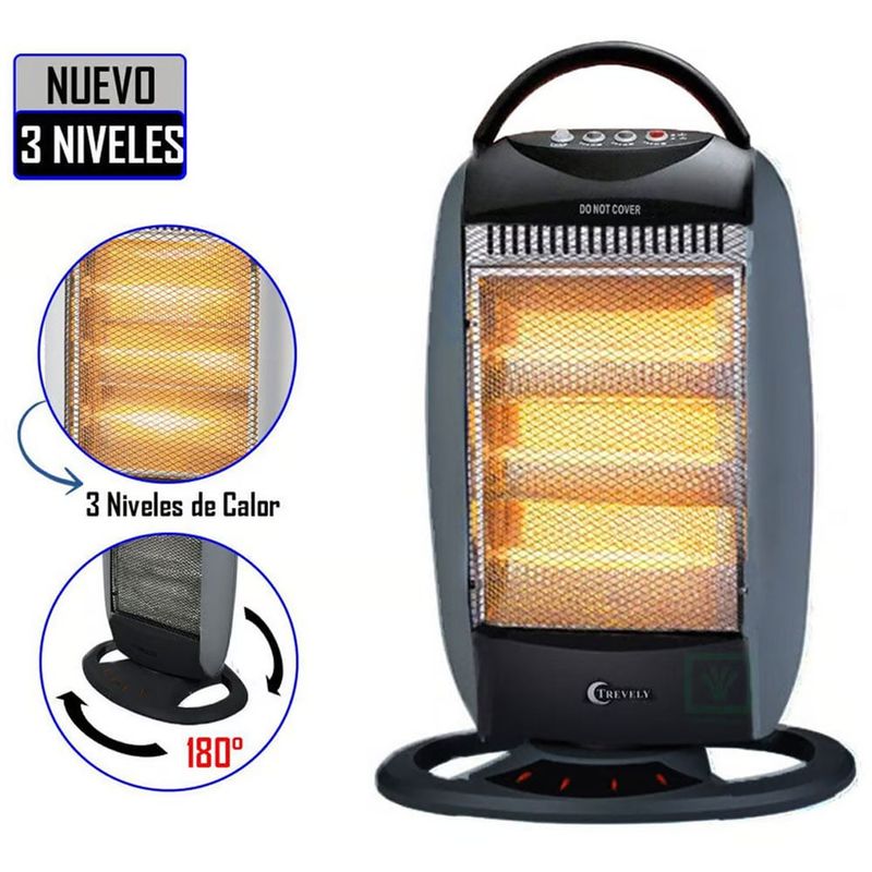 TREVELY - Calefactor Calentador Eléctrico Halógeno Control TCH-020