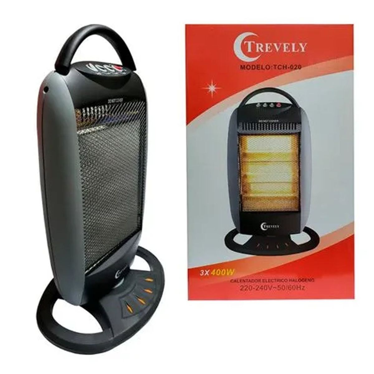TREVELY - Calefactor Calentador Eléctrico Halógeno Control TCH-020