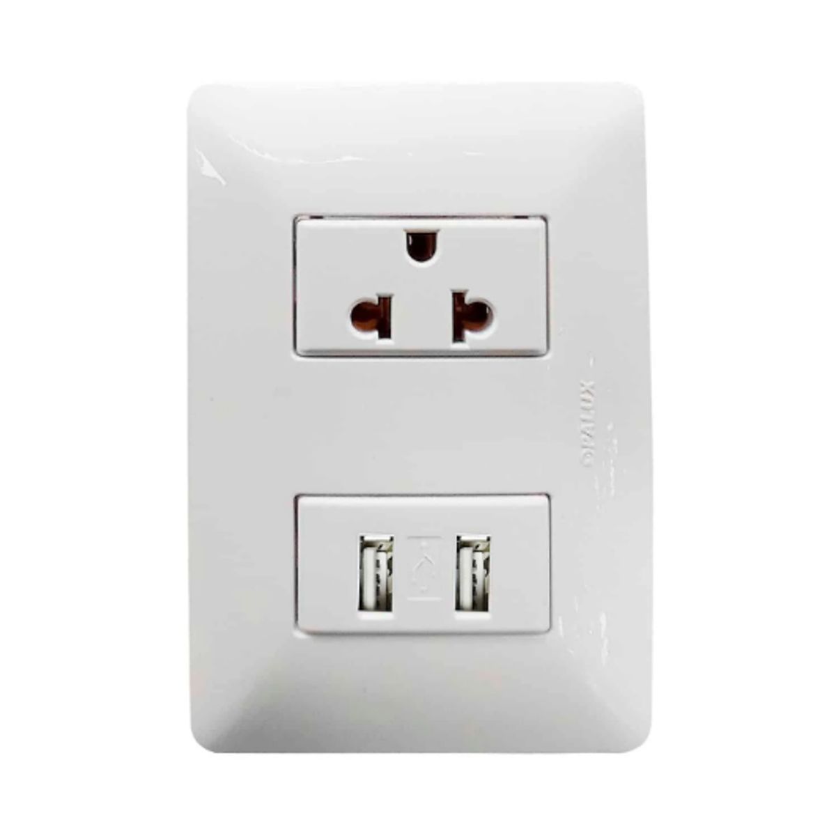 OPALUX - Tomacorriente Simple Universal con Línea a Tierra + USB Doble