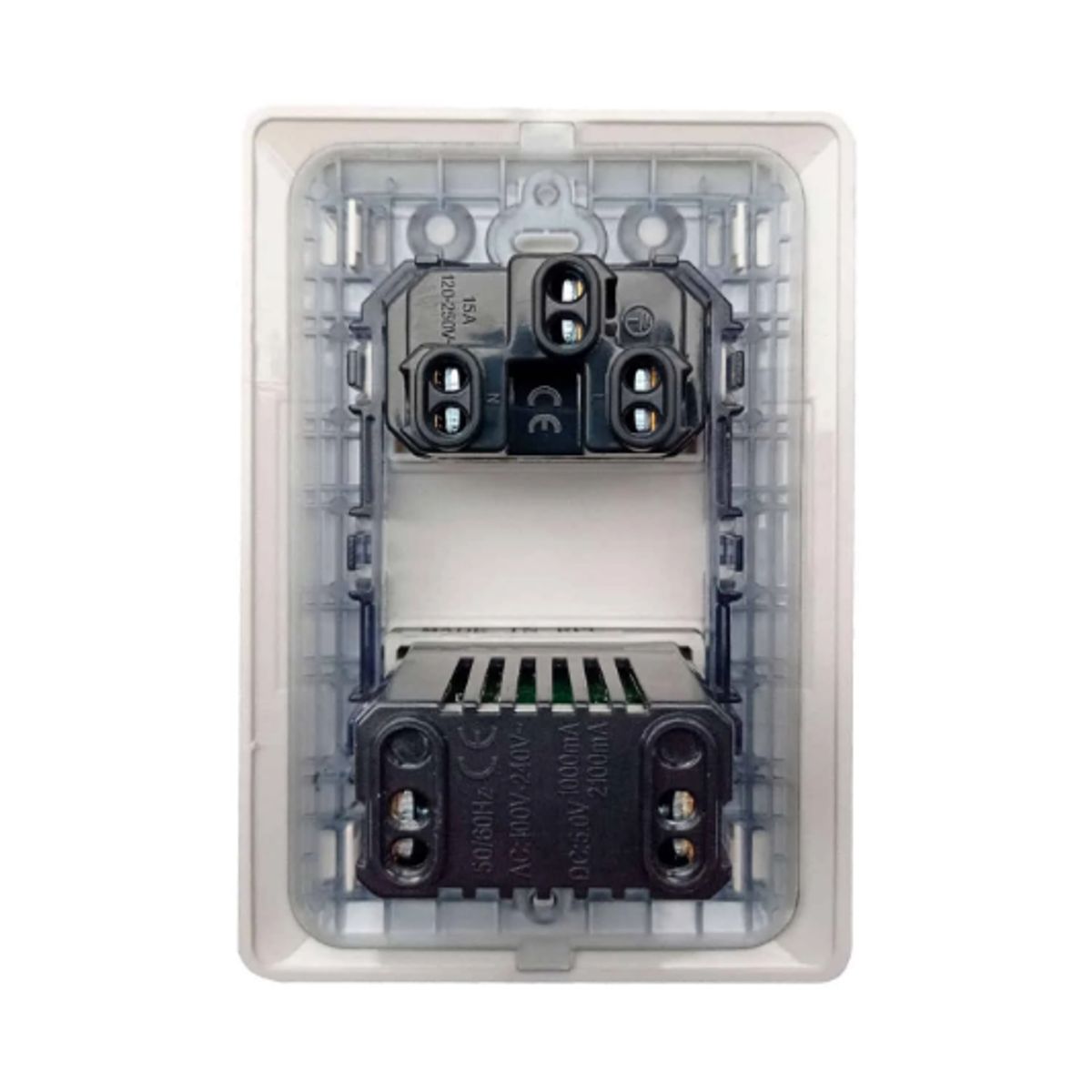 OPALUX - Tomacorriente Simple Universal con Línea a Tierra + USB Doble