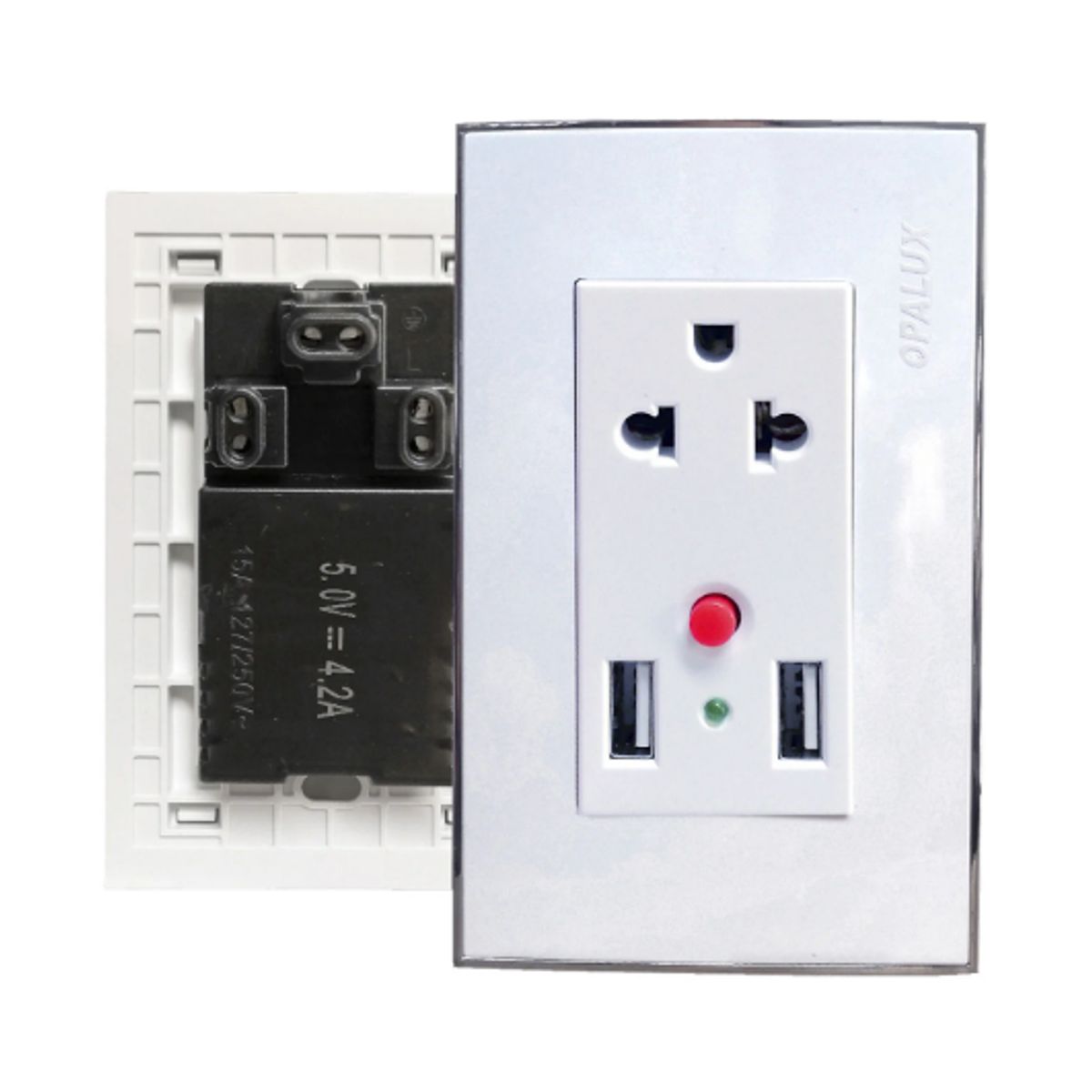 OPALUX - Tomacorriente Universal + USB Doble OP-1294 OPALUX