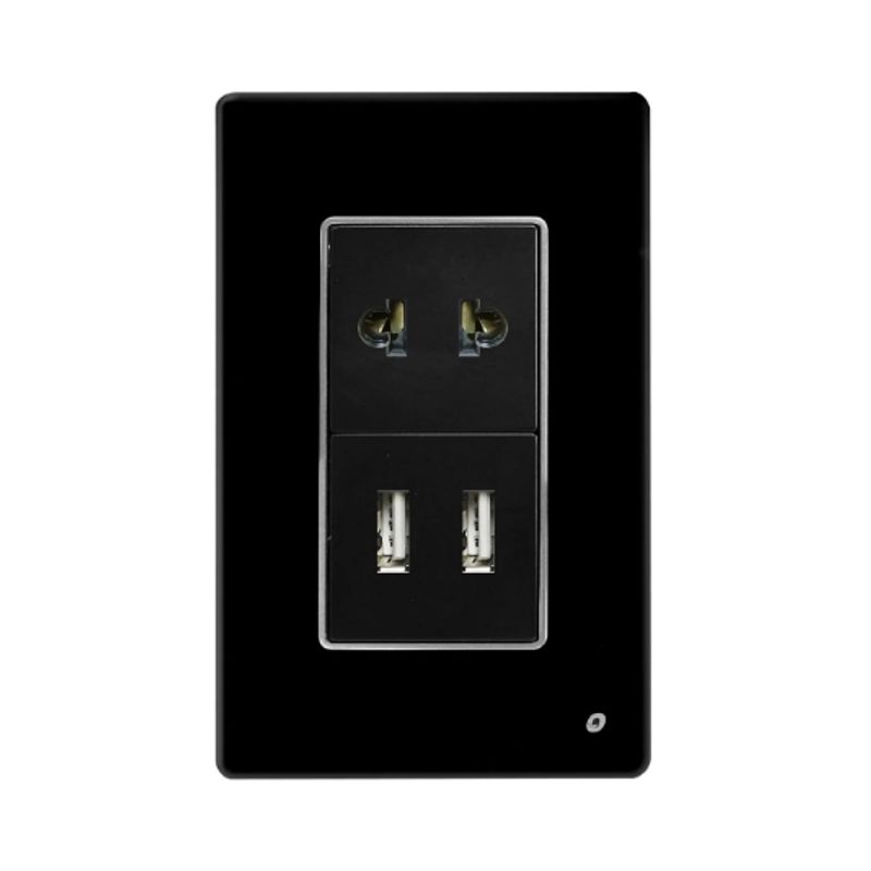 OPALUX - Tomacorriente Universal + USB Doble OP-AT-98NG OPALUX