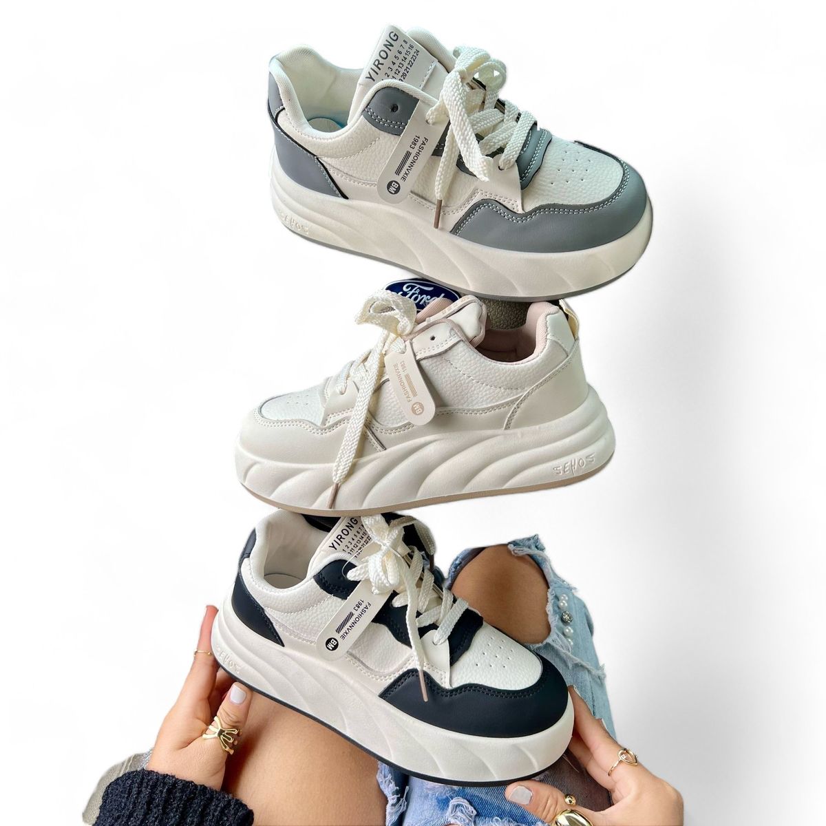 GENERICO - Zapatilla Mujer Casual Ondas Bellas 1062L-65 Color Negro