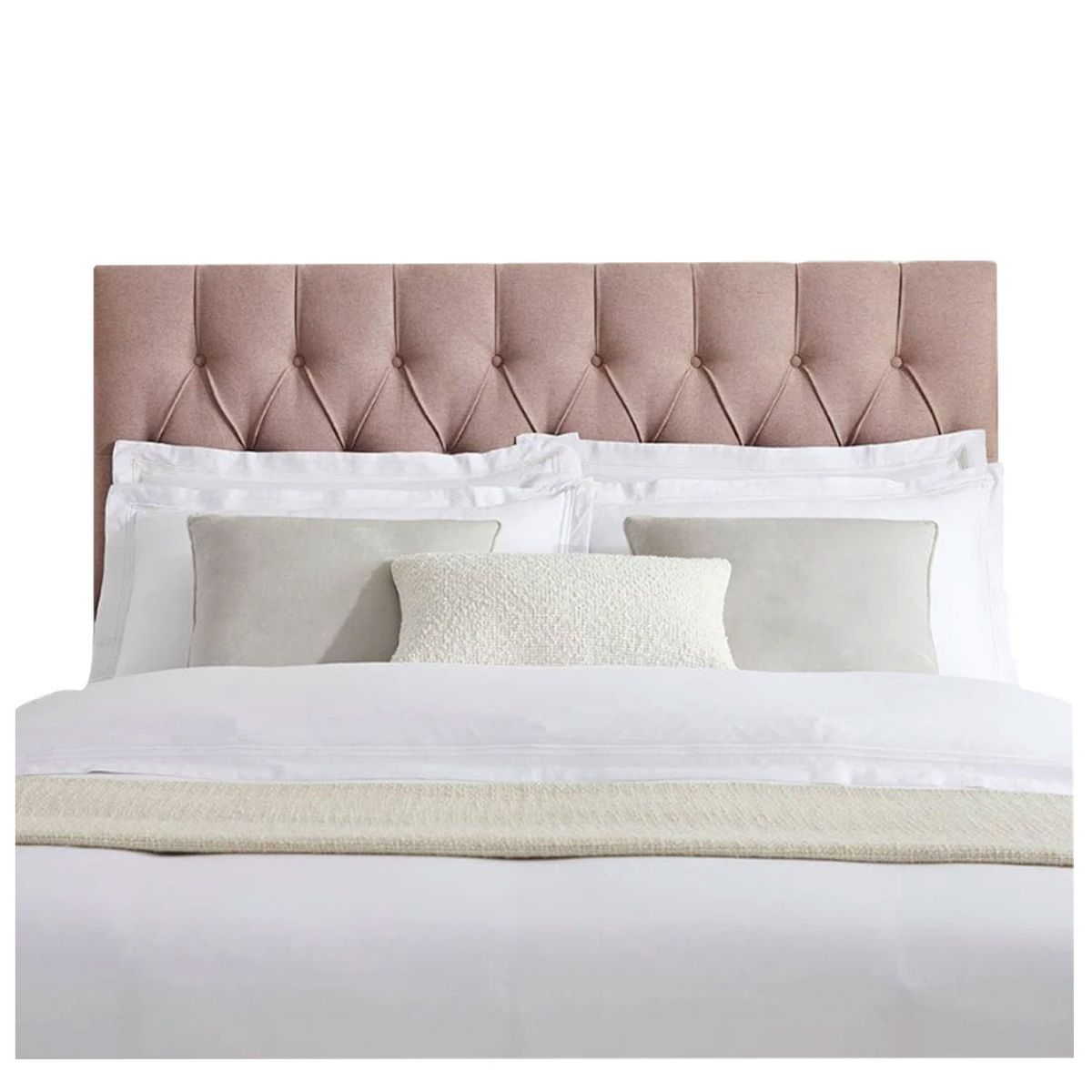 GENERICO - Cama Tapizada Capitoné 2 Plazas Melón