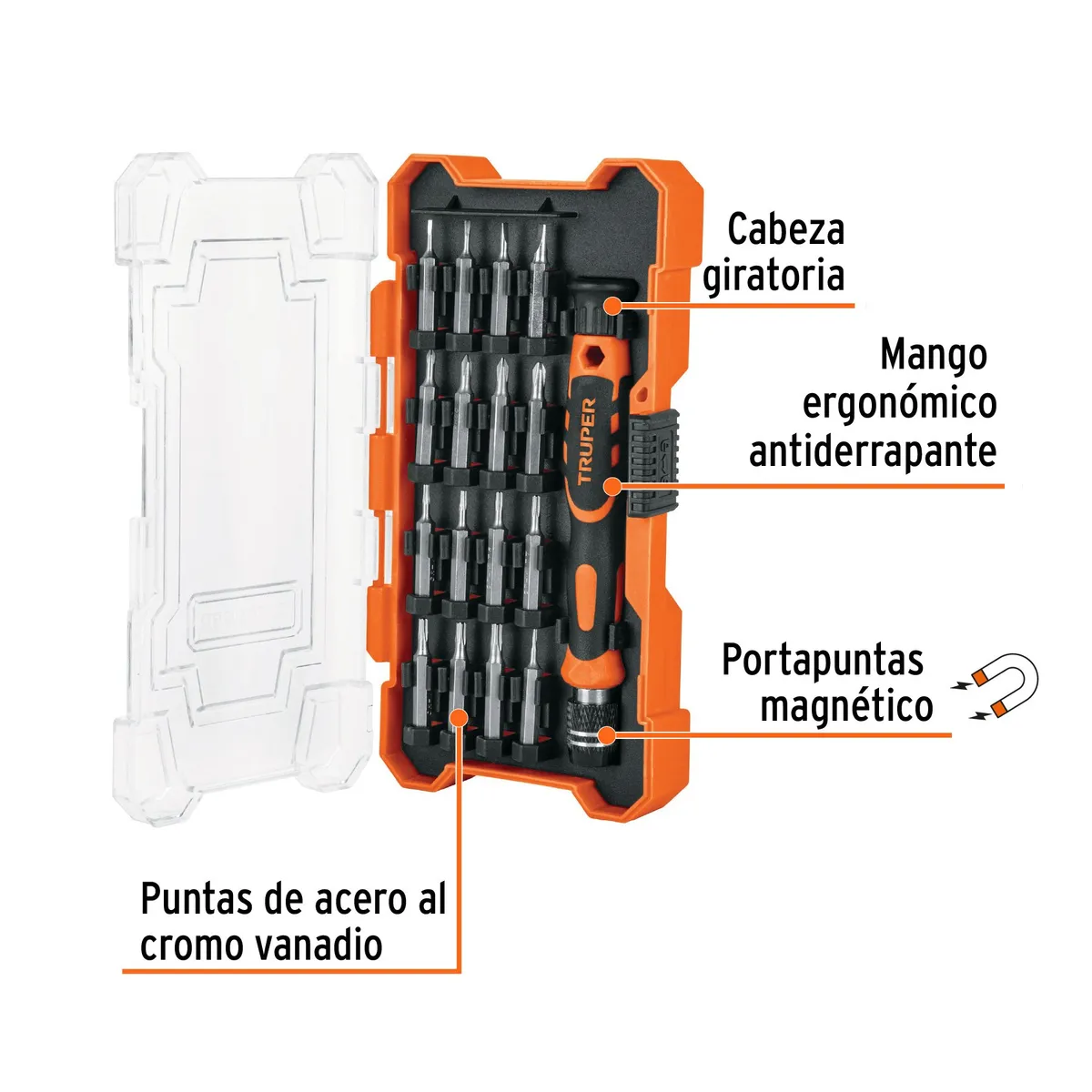 TRUPER - Juego desarmador joyero con 16 puntas Truper