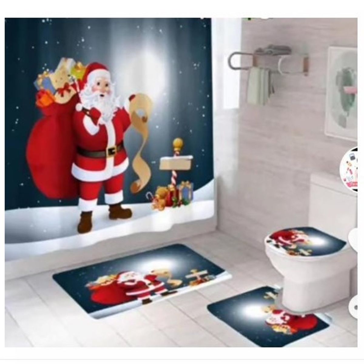 GENERICO - SET DE 4 PIEZAS DE BAÑO NAVIDEÑOS