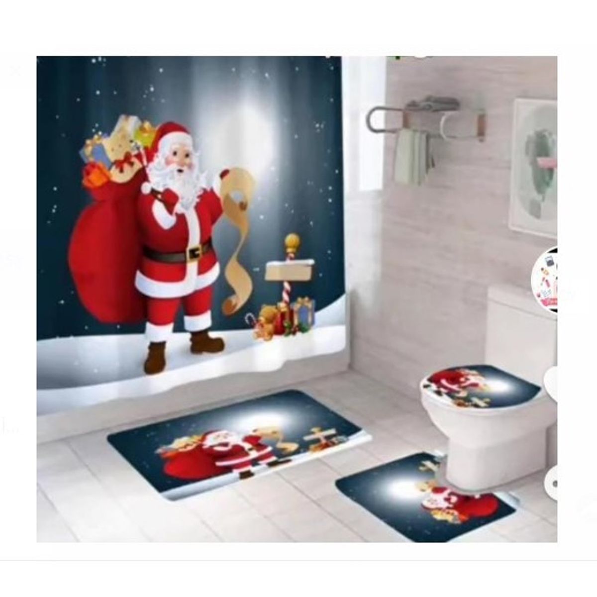 GENERICO - SET DE 4 PIEZAS DE BAÑO NAVIDEÑOS