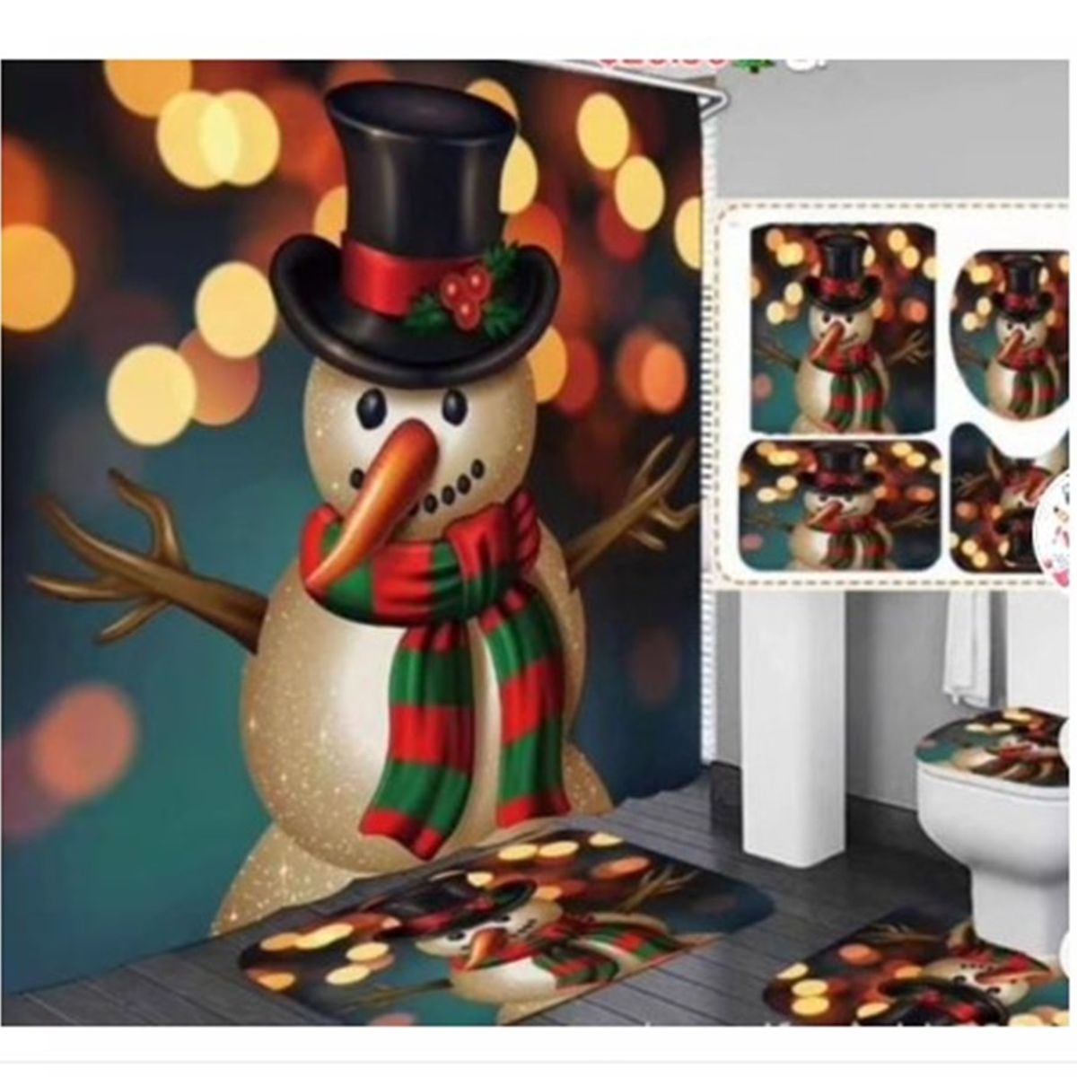 GENERICO - SET DE 4 PIEZAS DE BAÑO NAVIDEÑOS