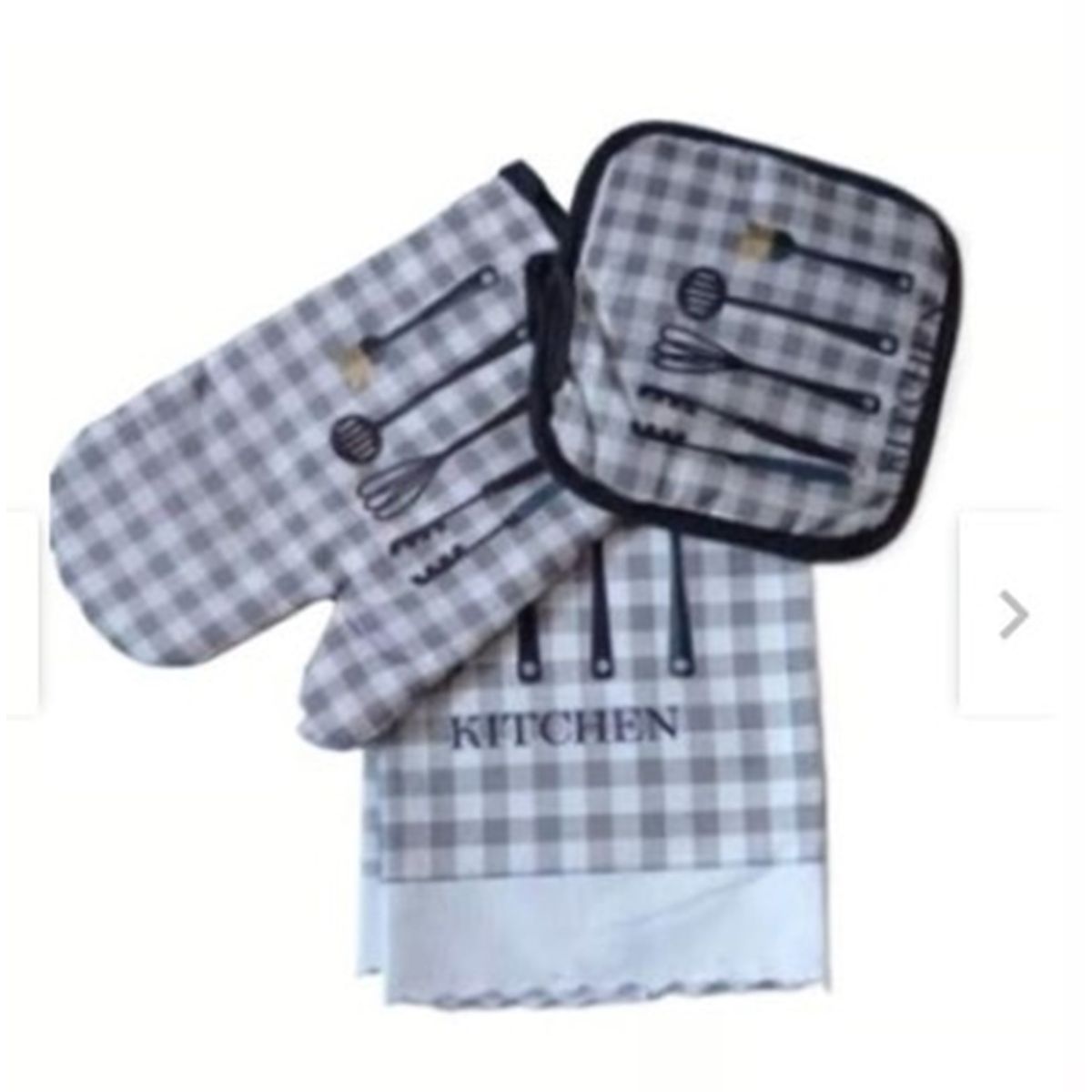 GENERICO - Set de 3 piezas de cocina diseño cuadrados gris