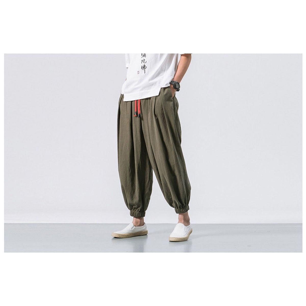 DENISASAA - Pantalones harem leggings de seda hielo Ocio pantalones de hombre