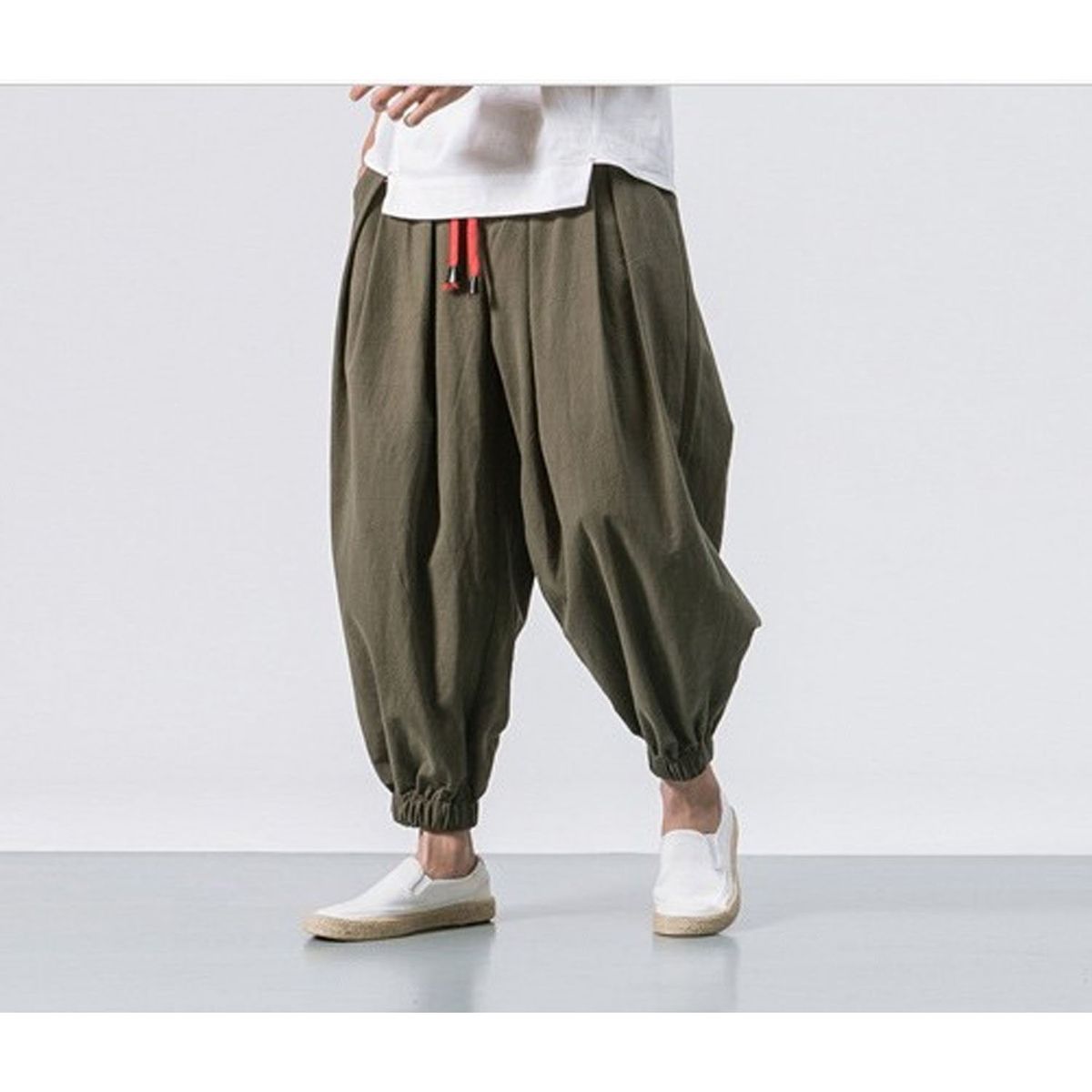 DENISASAA - Pantalones harem leggings de seda hielo Ocio pantalones de hombre