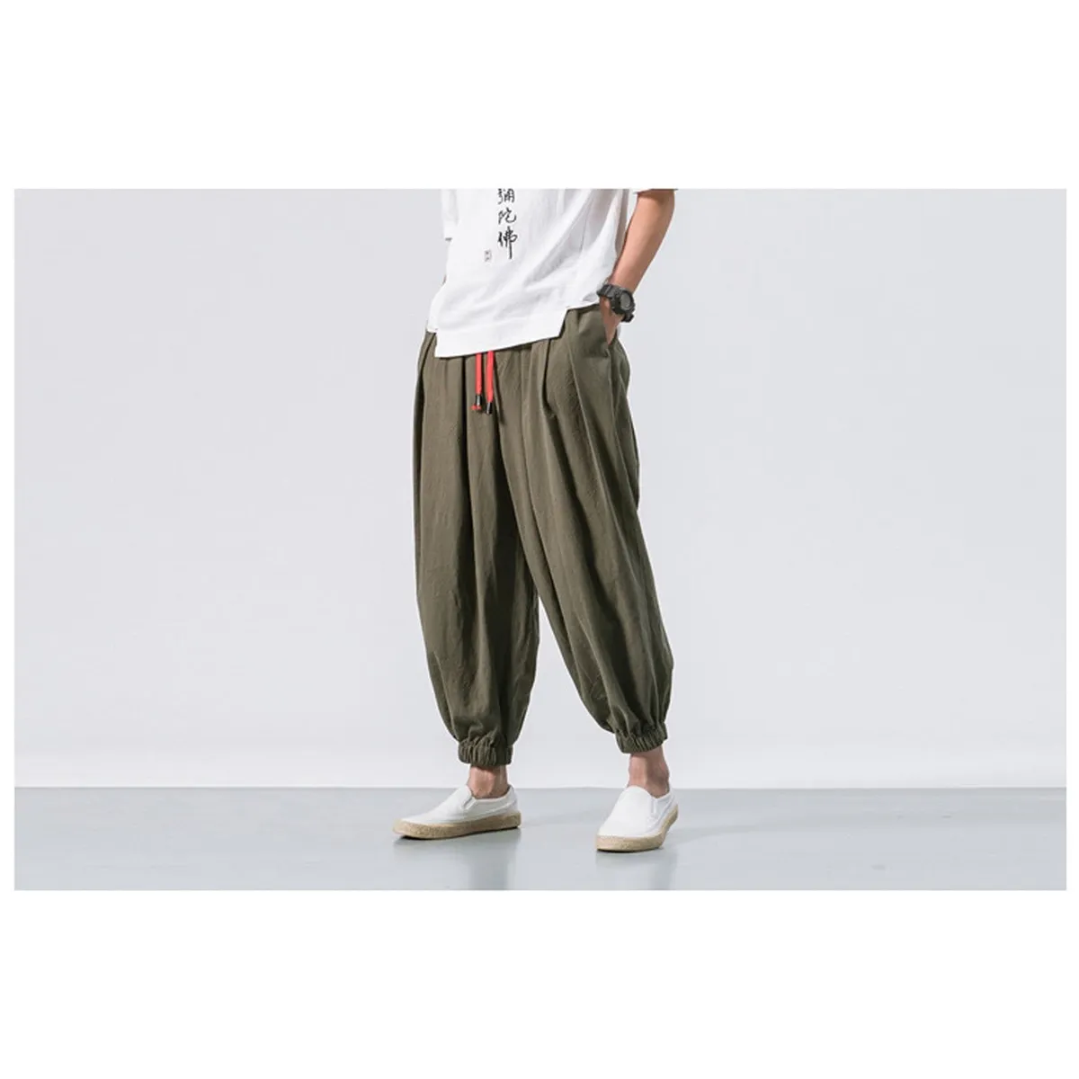 DENISASAA - Pantalones harem leggings de seda hielo Ocio pantalones de hombre