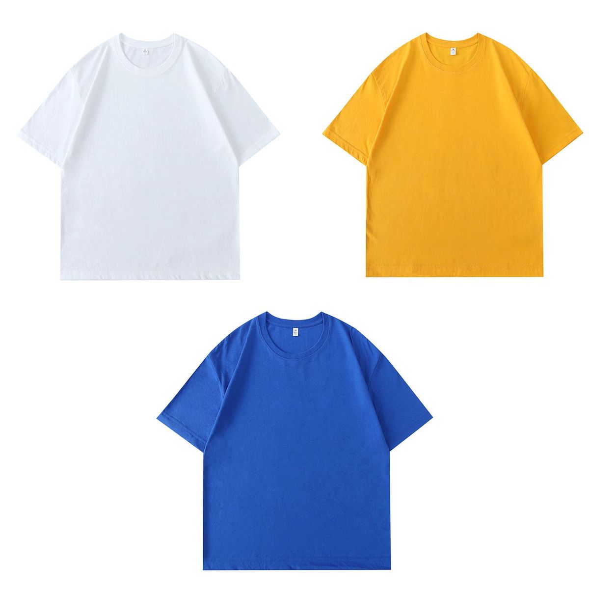 DENISASAA - Camiseta cuello redondo color sólido suelta talla grande manga corta