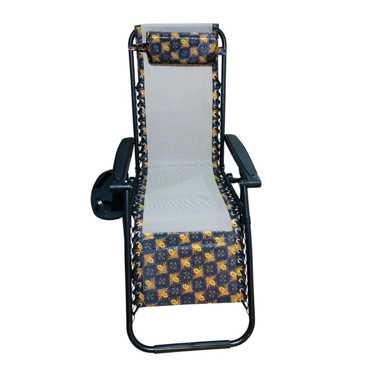 GENERICO - Silla Perezosa Reclinable AzulG con Posa Vasos