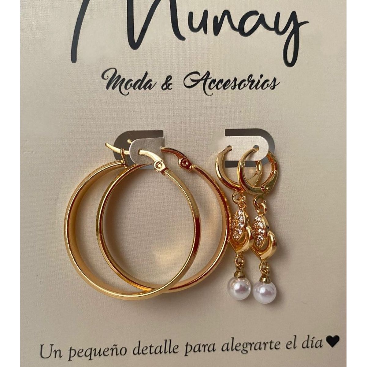 GENERICO - Set de aretes por 2 unidades modelo Corazon y argolla