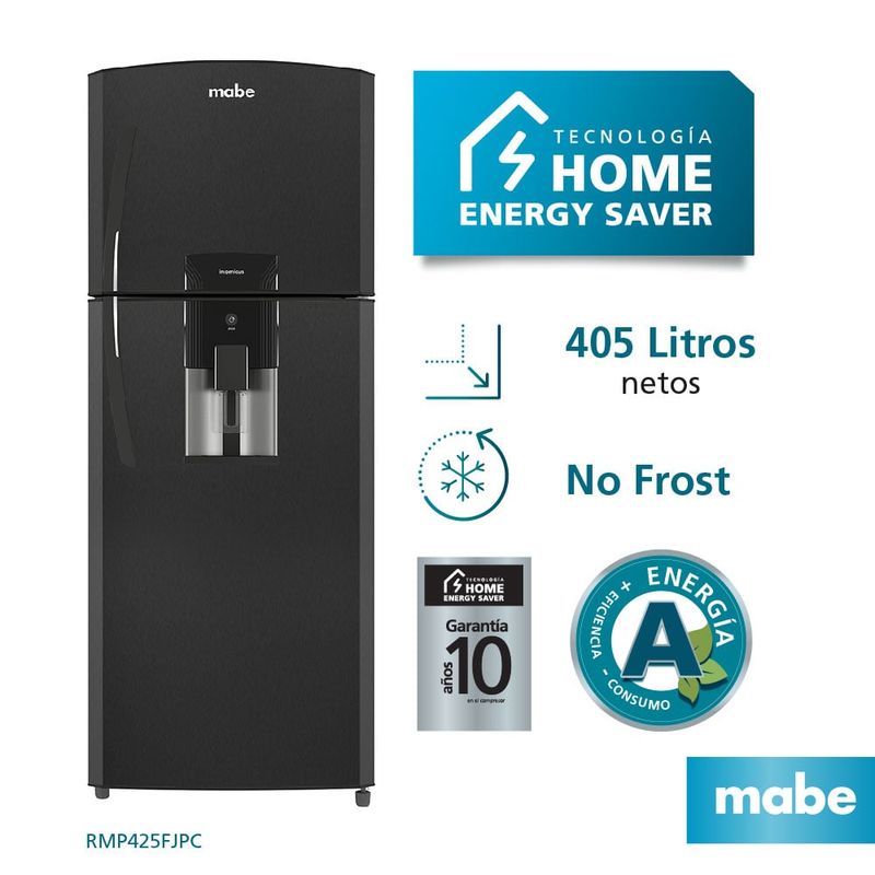 MABE - Refrigeradora no frost de 405L netos black mabe RMP425FJPC