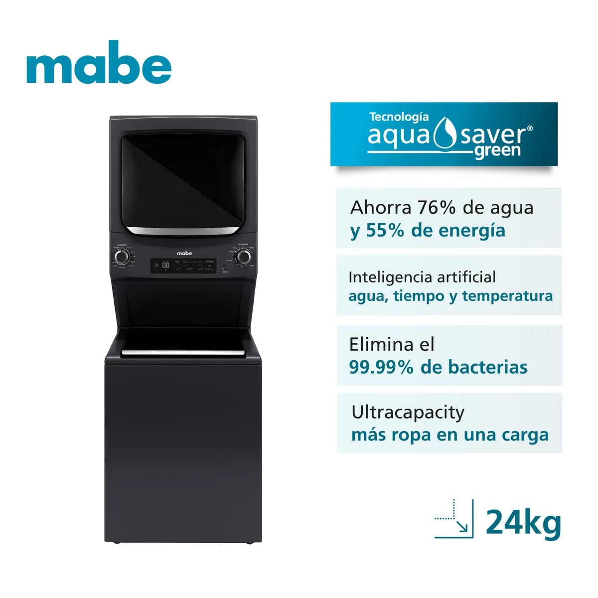 MABE - Centro de Lavado Premium Gas 24 Kg Gray Mabe MCLP2440PPDG0