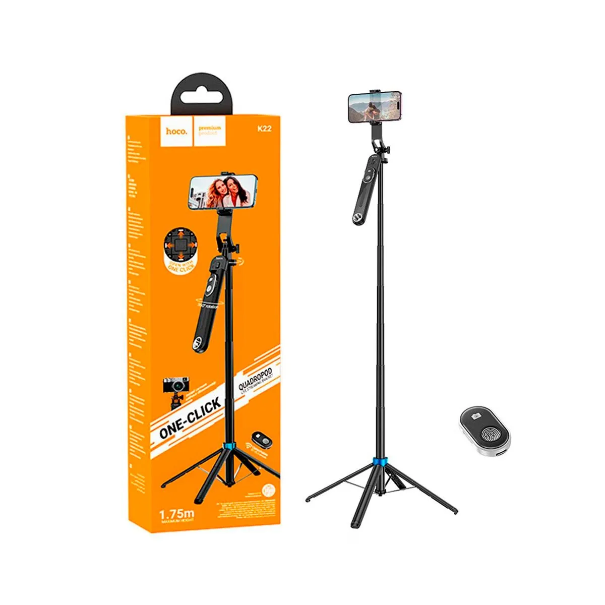 HOCO - Palo Selfie Hoco K22 Control Remoto Bluetooh Tripode 175m