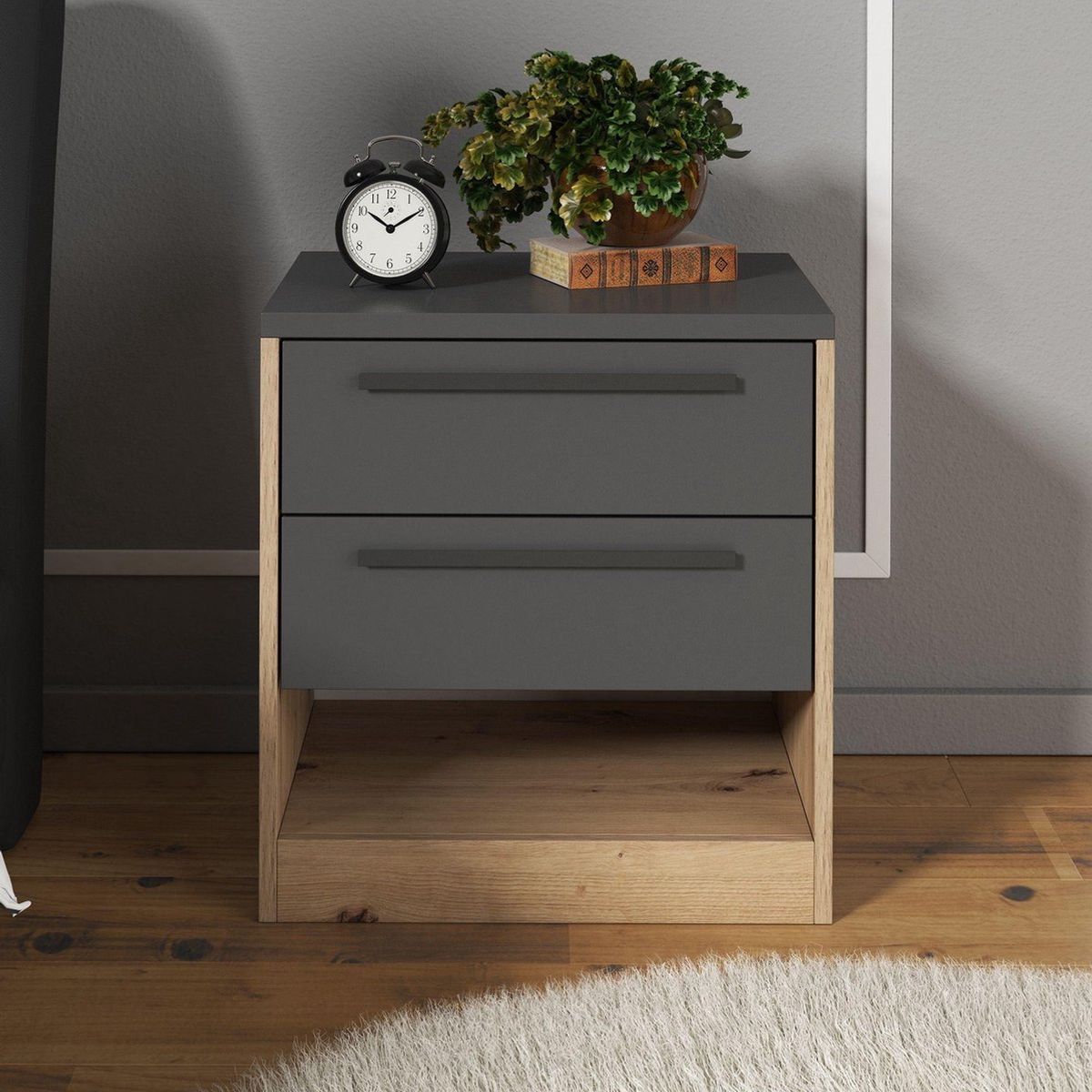 TU MESITA - Velador Mesa de Noche Axe color DunaNegro 2 cajones TU MESITA